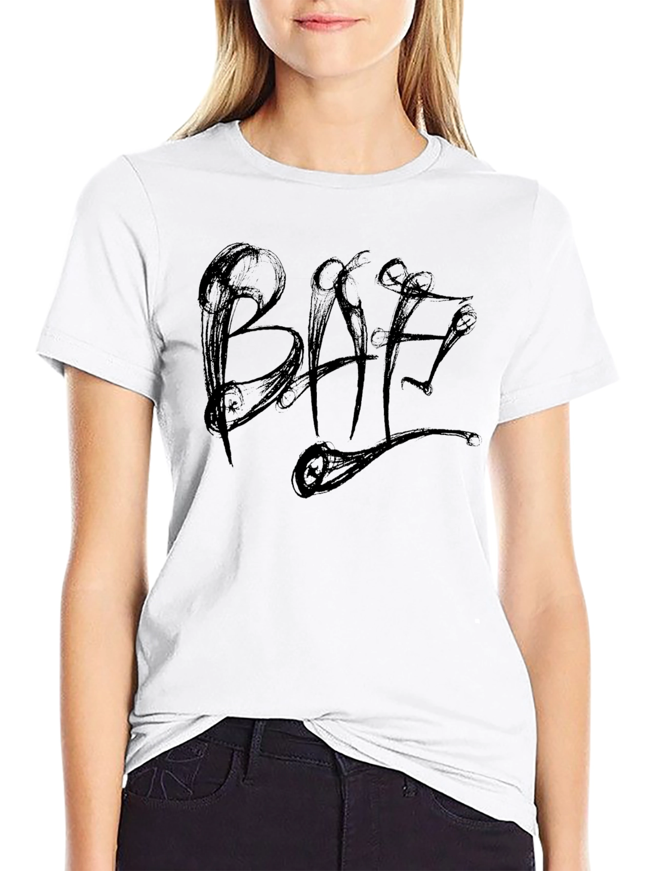 Black Graphic Tee - Abstract Lettering Design