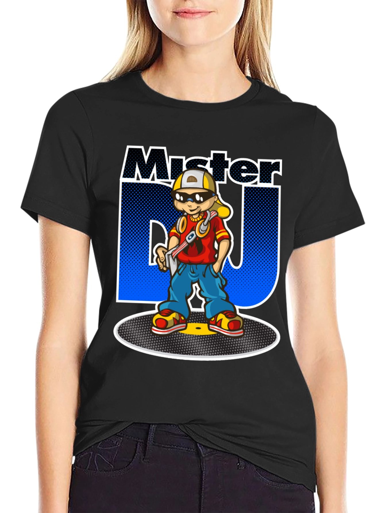 Mister DJ Cartoon T-Shirt - Black