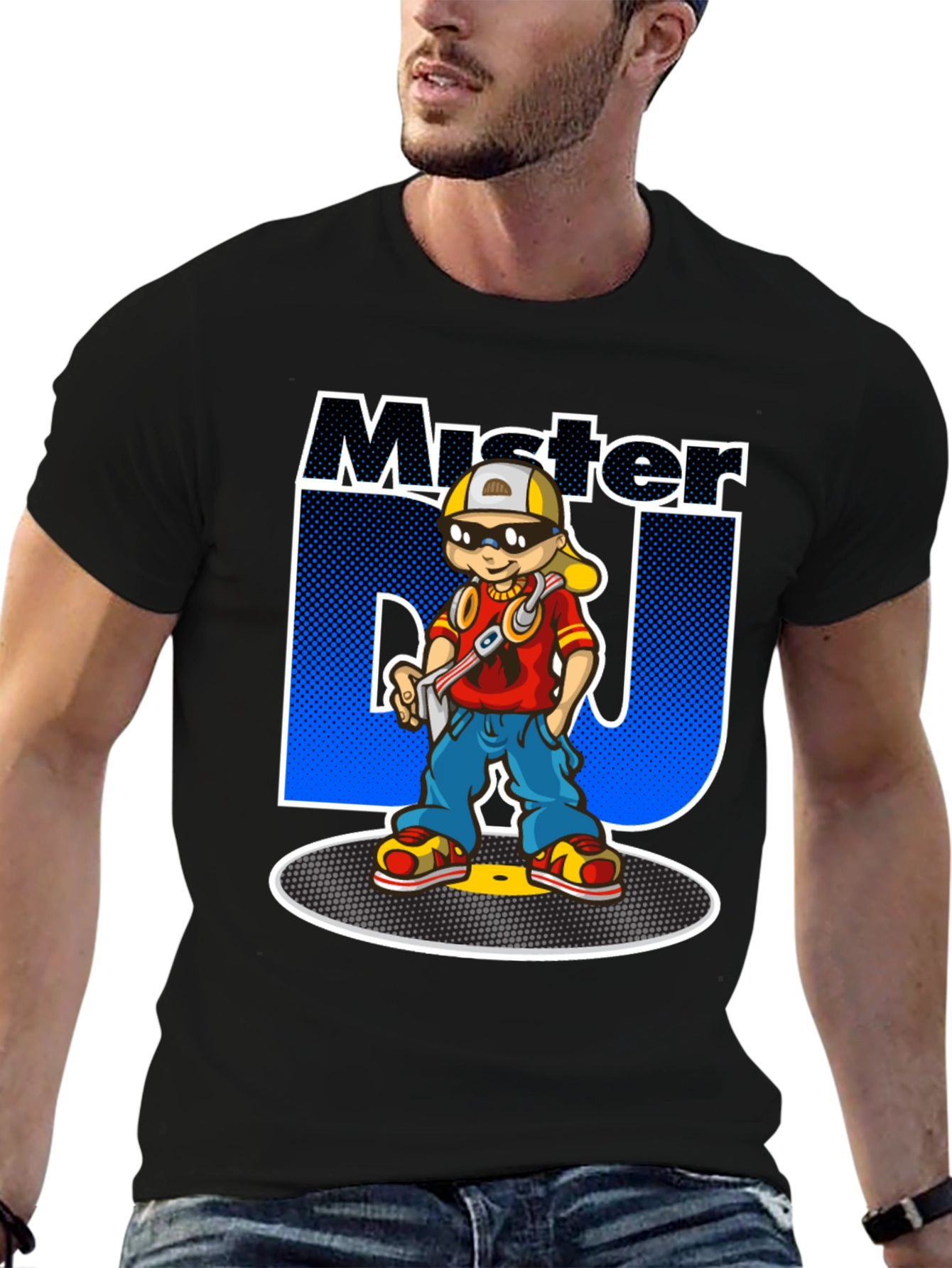 Mister DJ Cartoon T-Shirt - Black