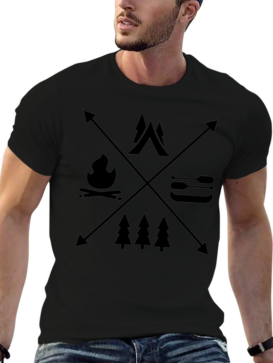 Camping Adventure Graphic T-Shirt - Black