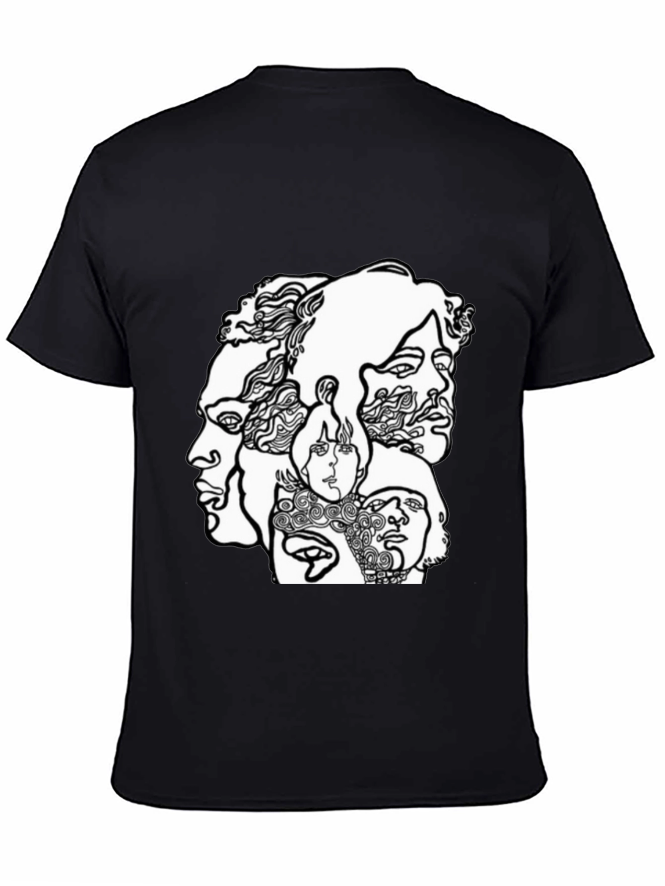 Abstract Faces Graphic Black T-Shirt
