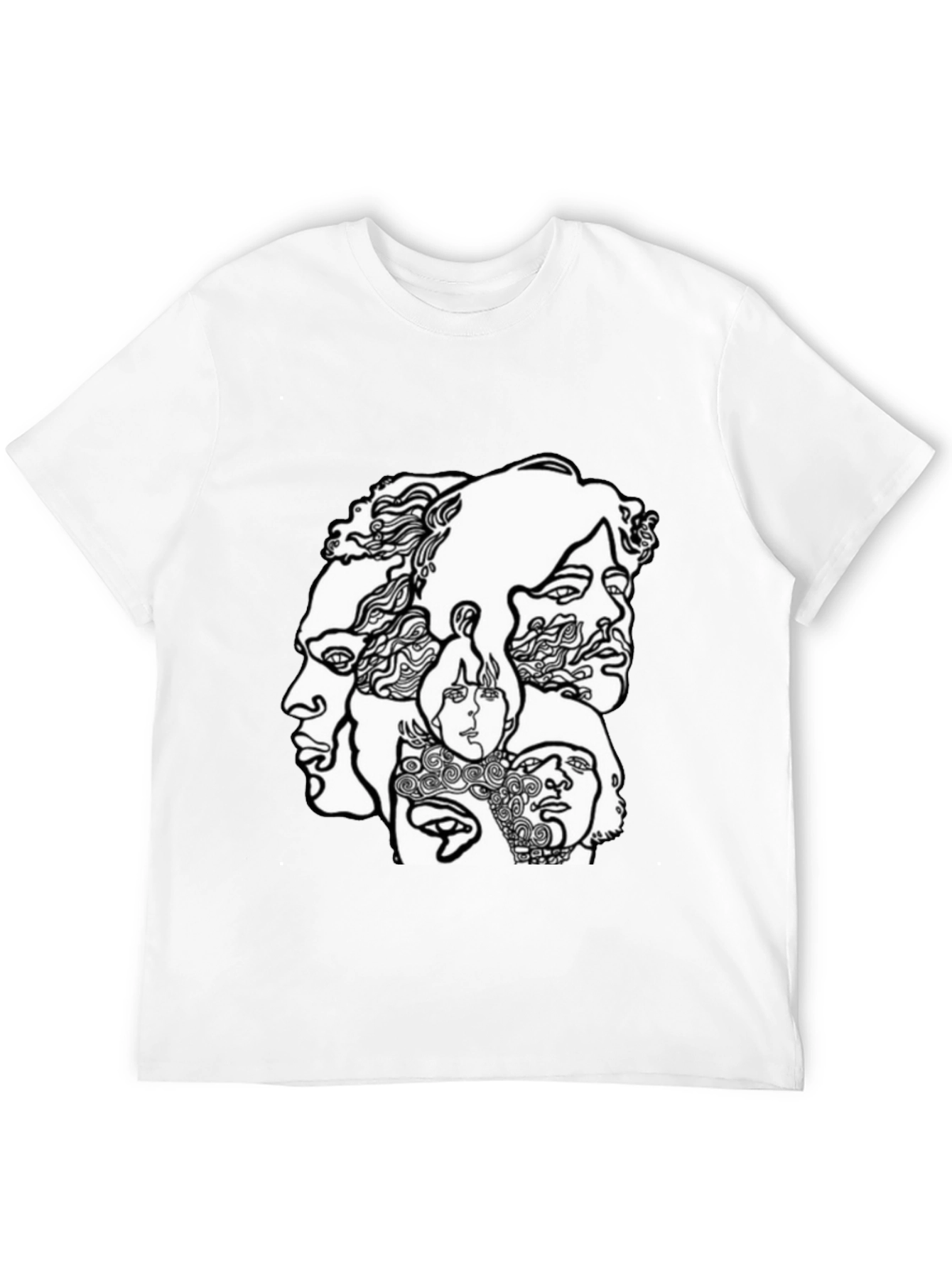 Abstract Faces Graphic Black T-Shirt