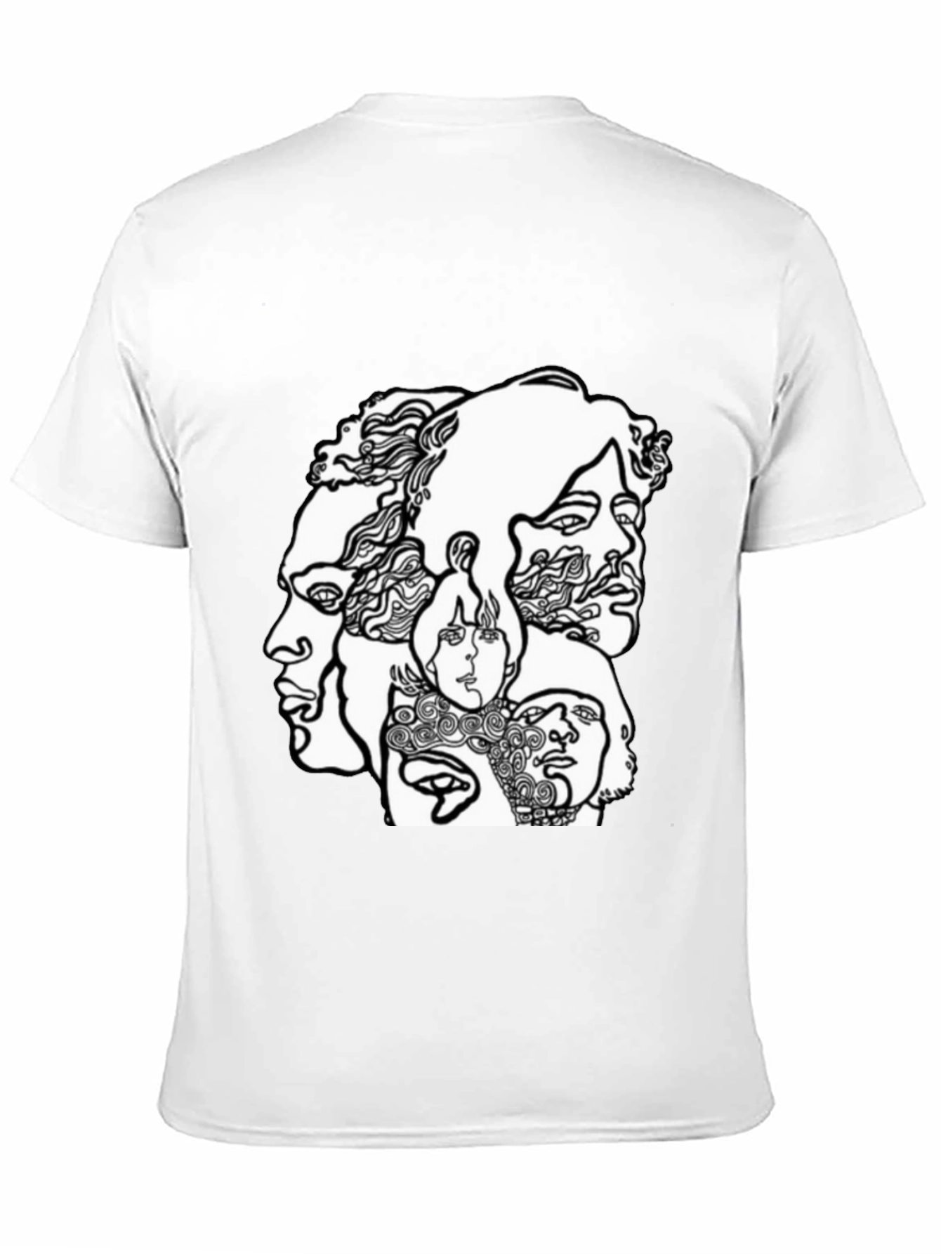 Abstract Faces Graphic Black T-Shirt