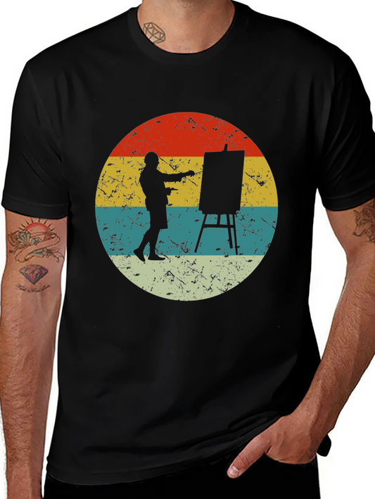 Retro Painter Tee - Artist Circle Graphic T-Shirt