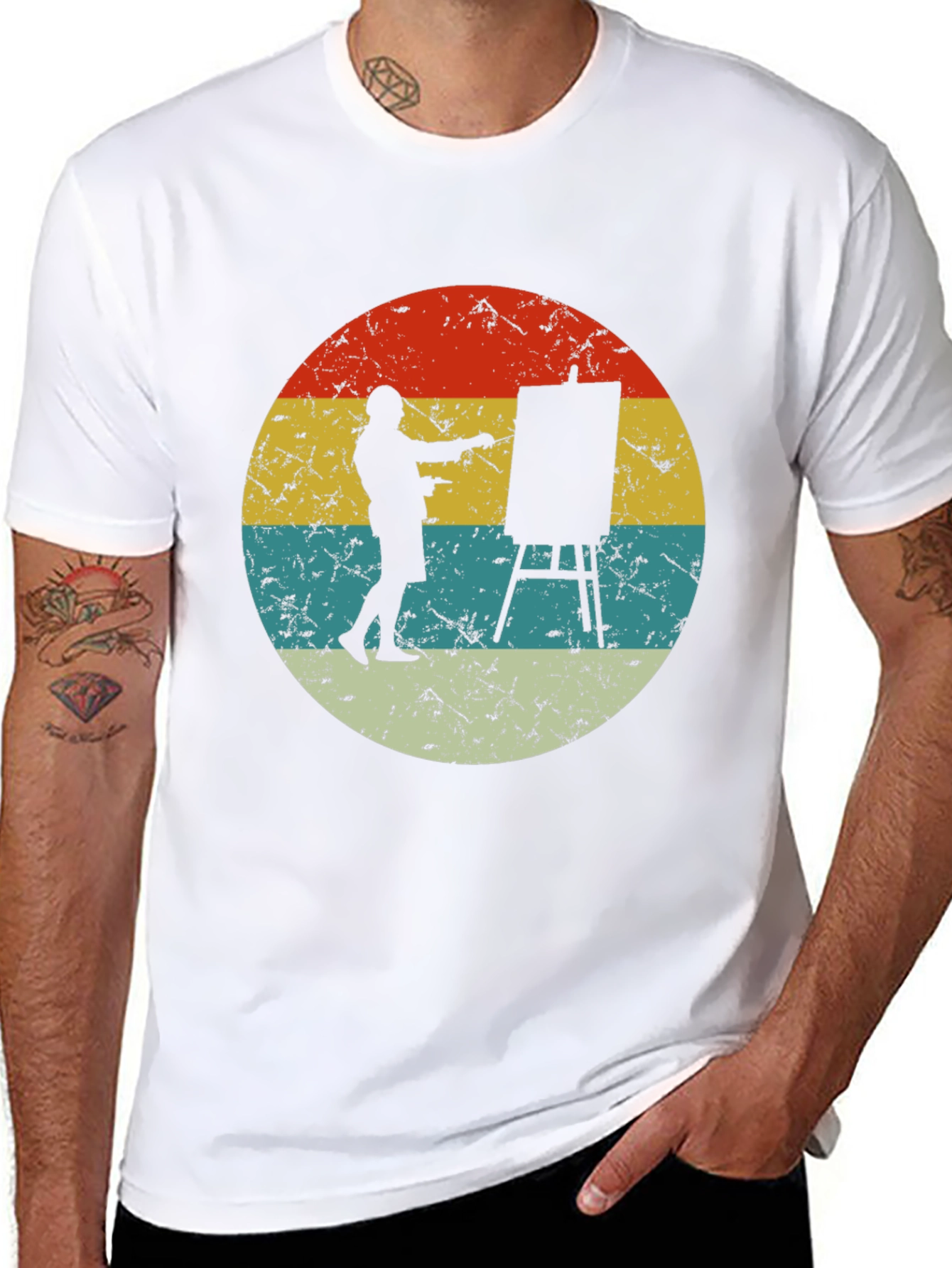Retro Painter Tee - Artist Circle Graphic T-Shirt