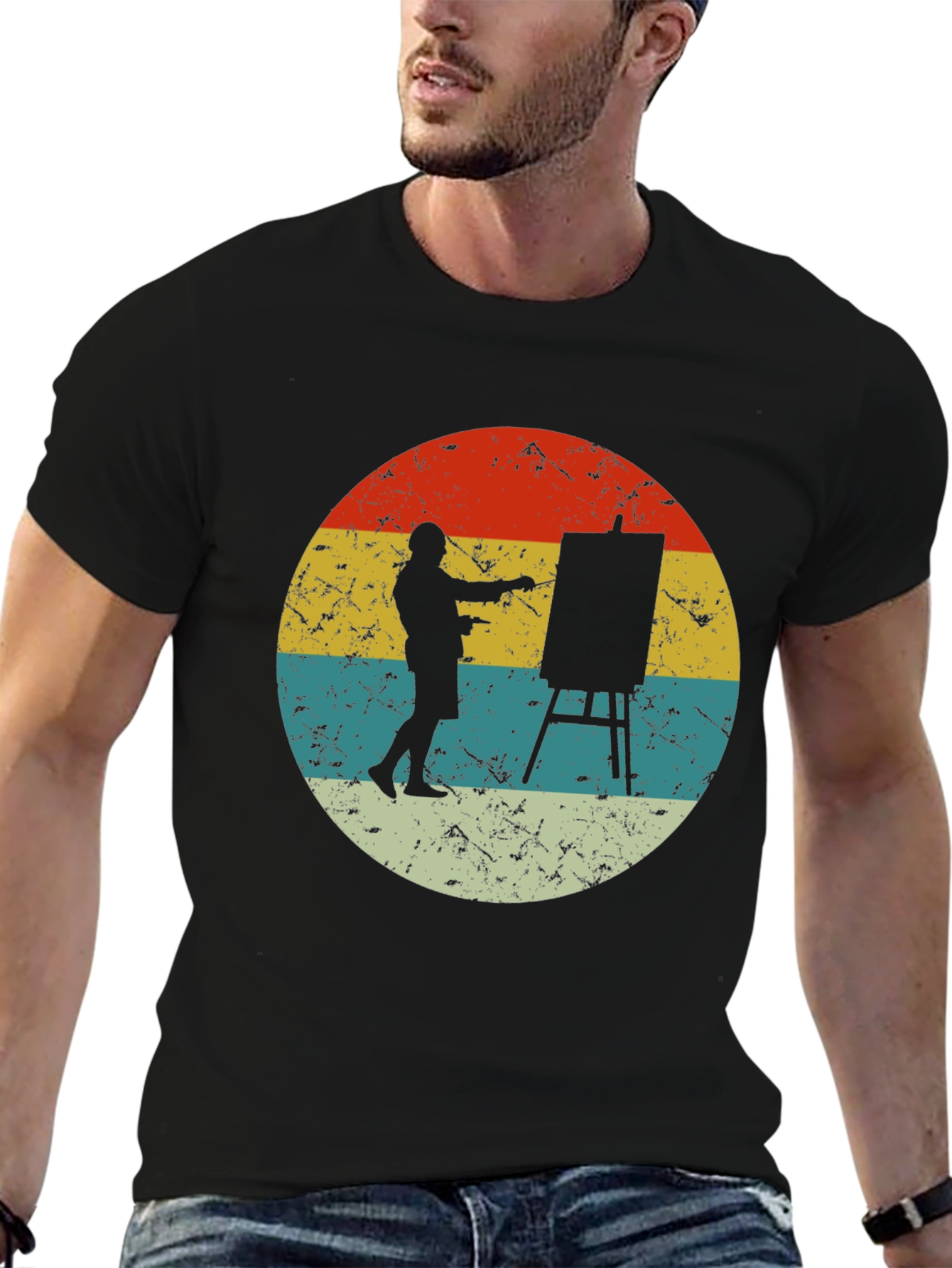 Retro Painter Tee - Artist Circle Graphic T-Shirt