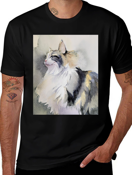 Cat Watercolor Art T-Shirt - Stylish & Unique