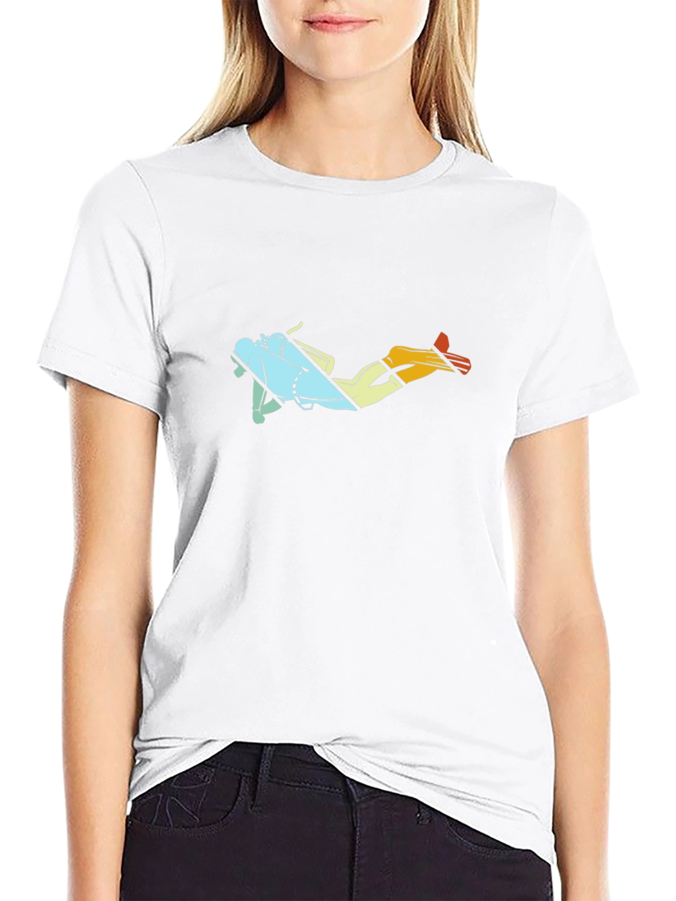 Retro Diver Graphic T-Shirt - Black