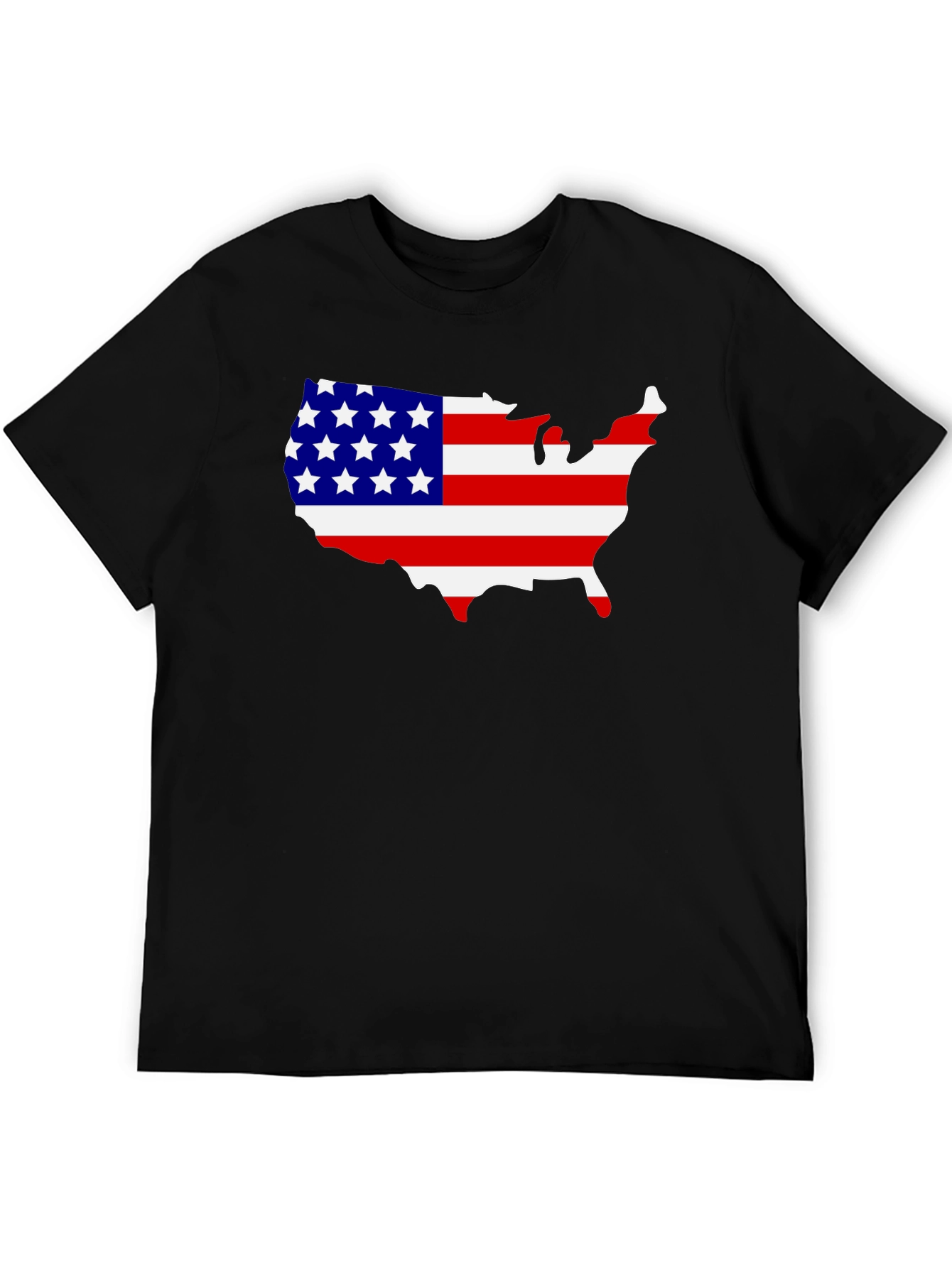 USA Flag Map Graphic Tee - Patriotic Black T-Shirt