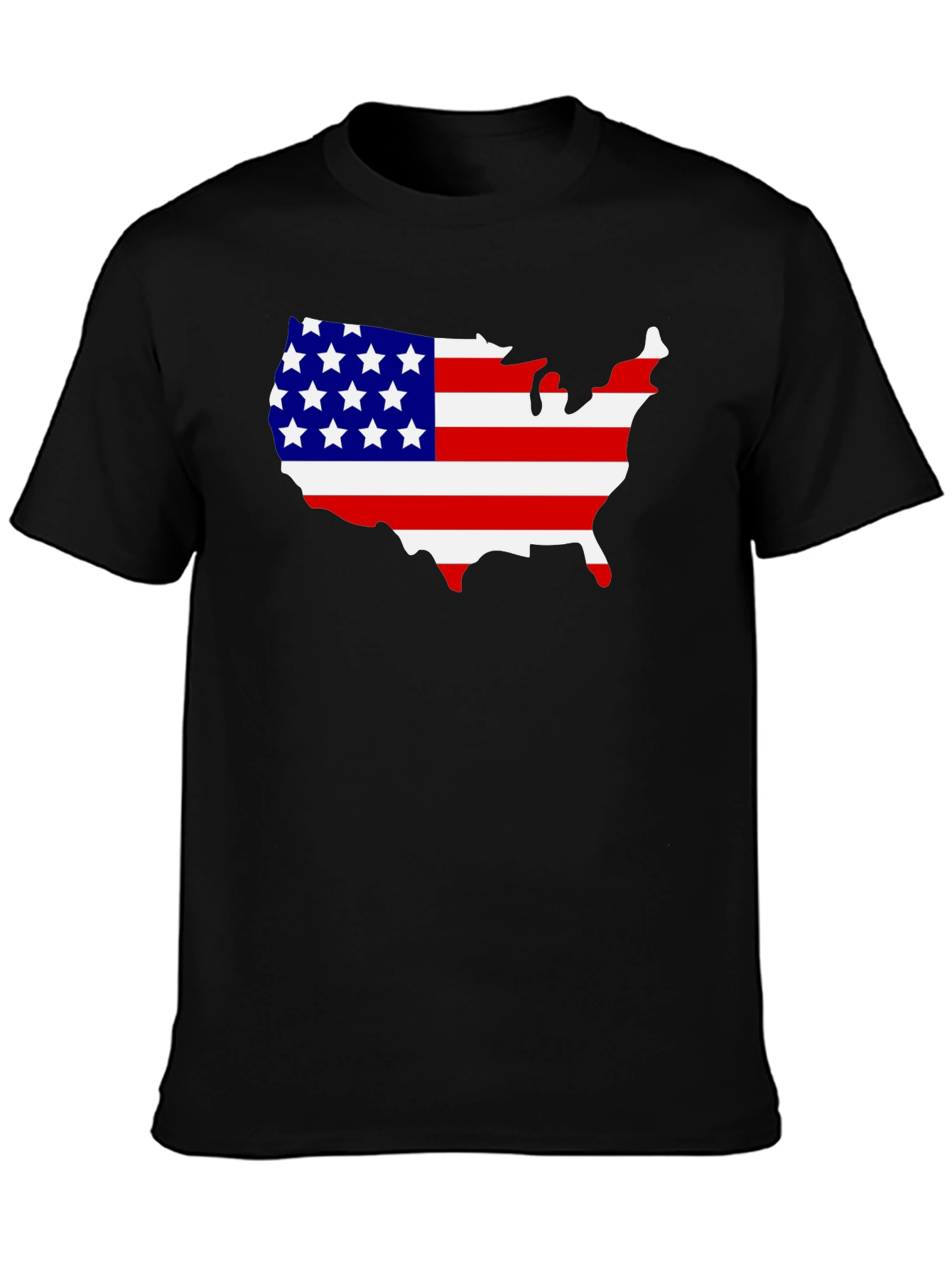 USA Flag Map Graphic Tee - Patriotic Black T-Shirt