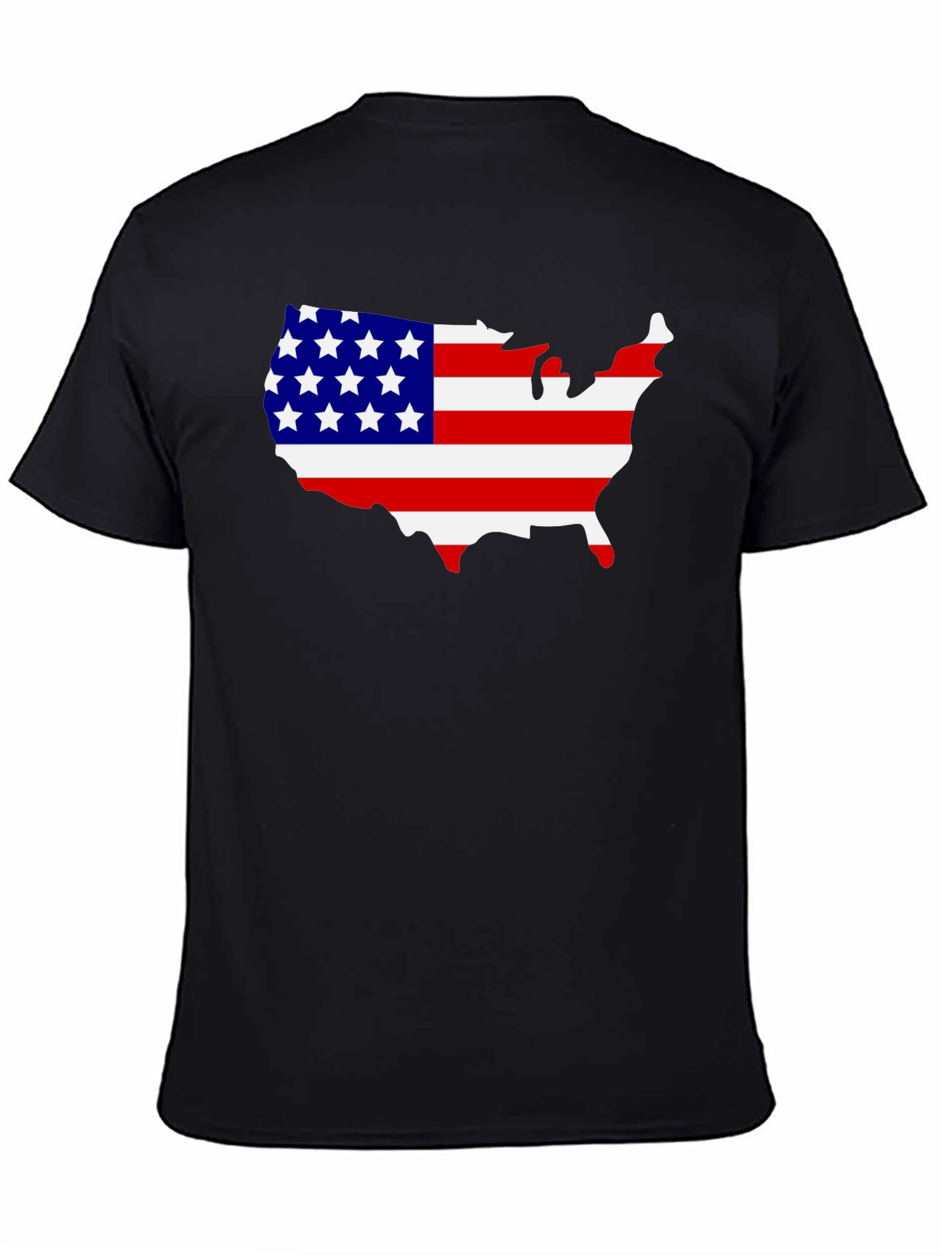 USA Flag Map Graphic Tee - Patriotic Black T-Shirt