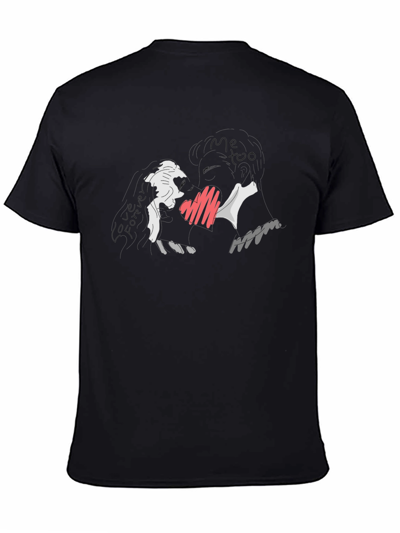 Abstract Heart Graphic Black T-Shirt