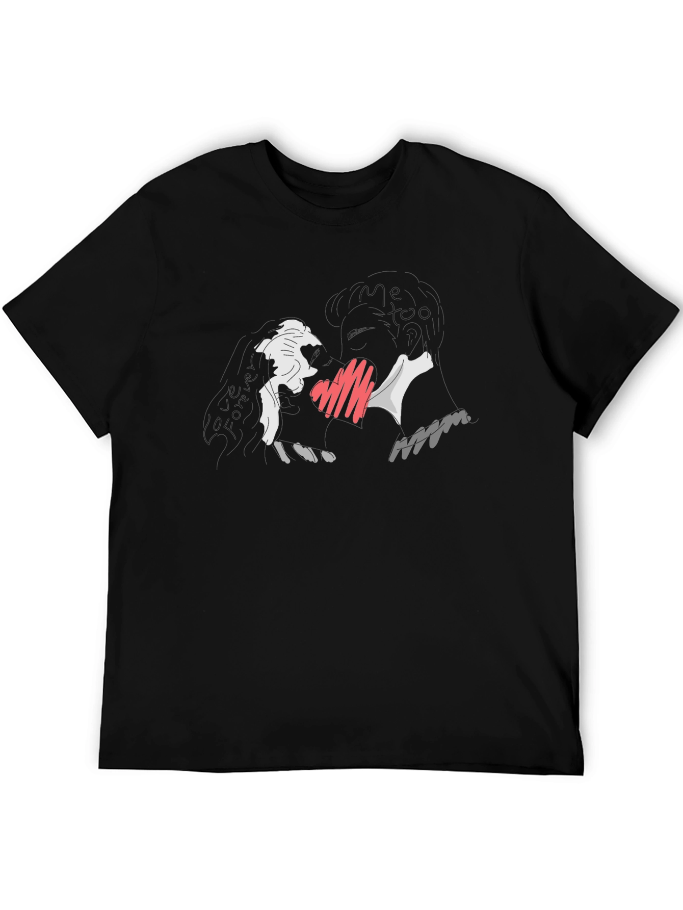 Abstract Heart Graphic Black T-Shirt