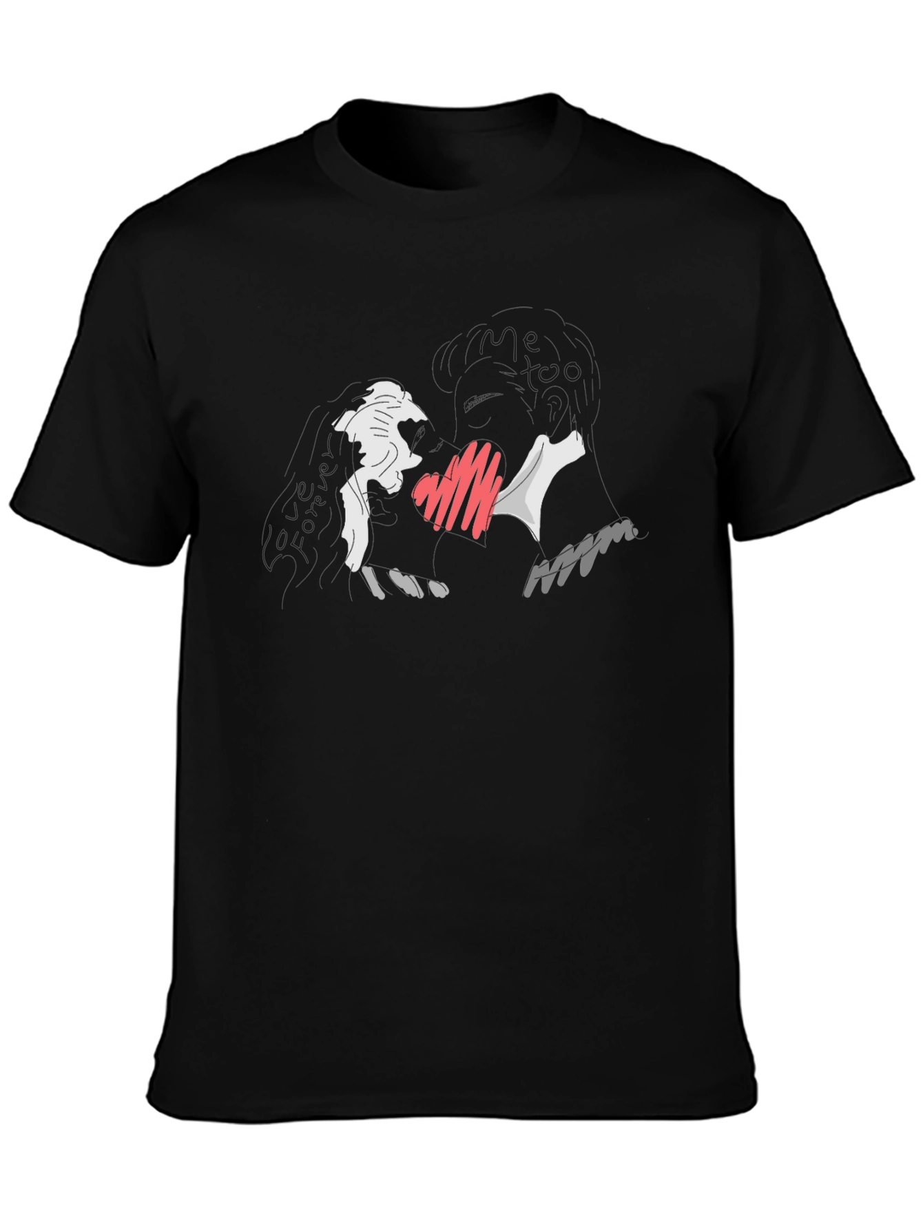 Abstract Heart Graphic Black T-Shirt