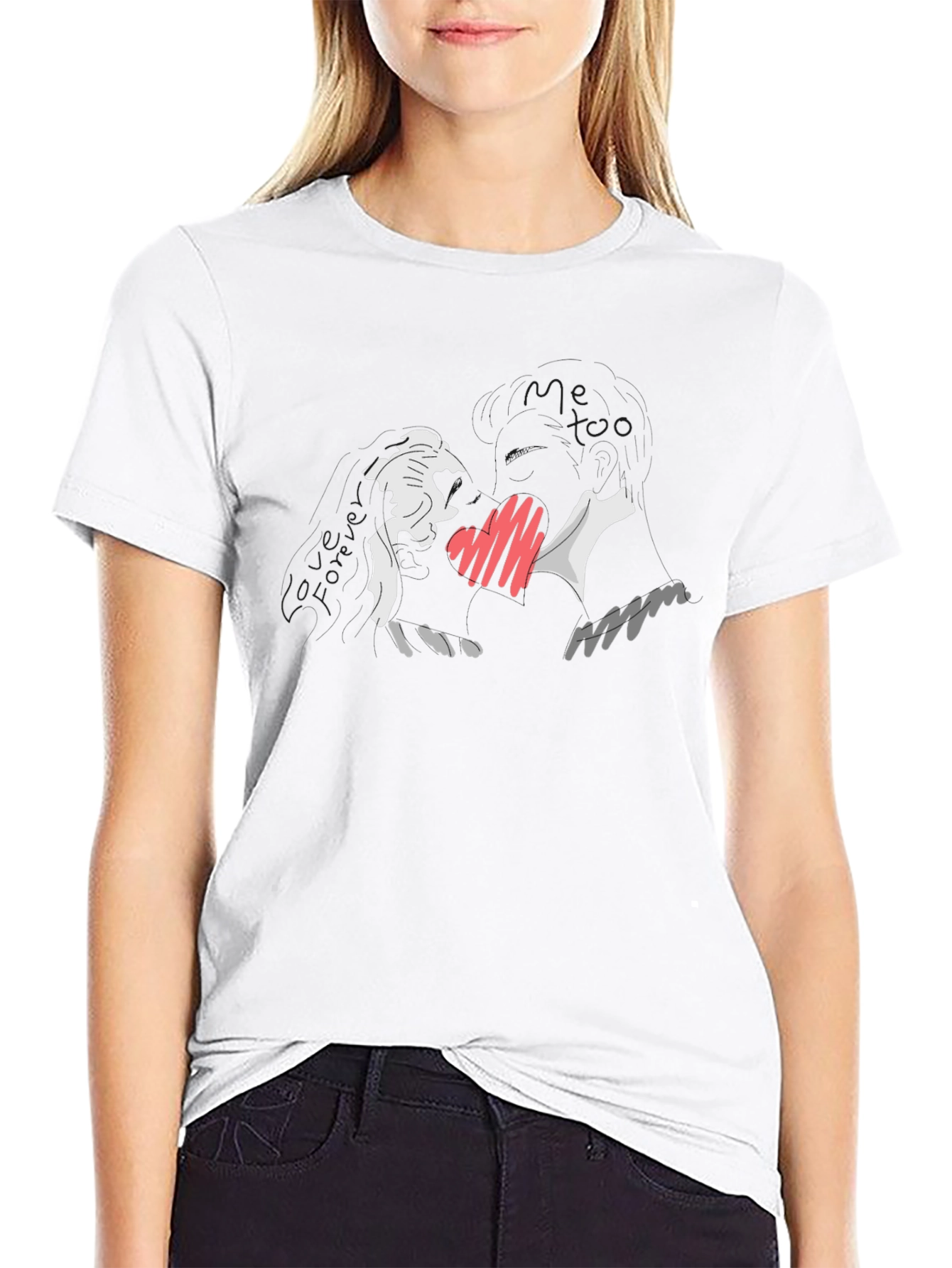 Abstract Heart Graphic Black T-Shirt