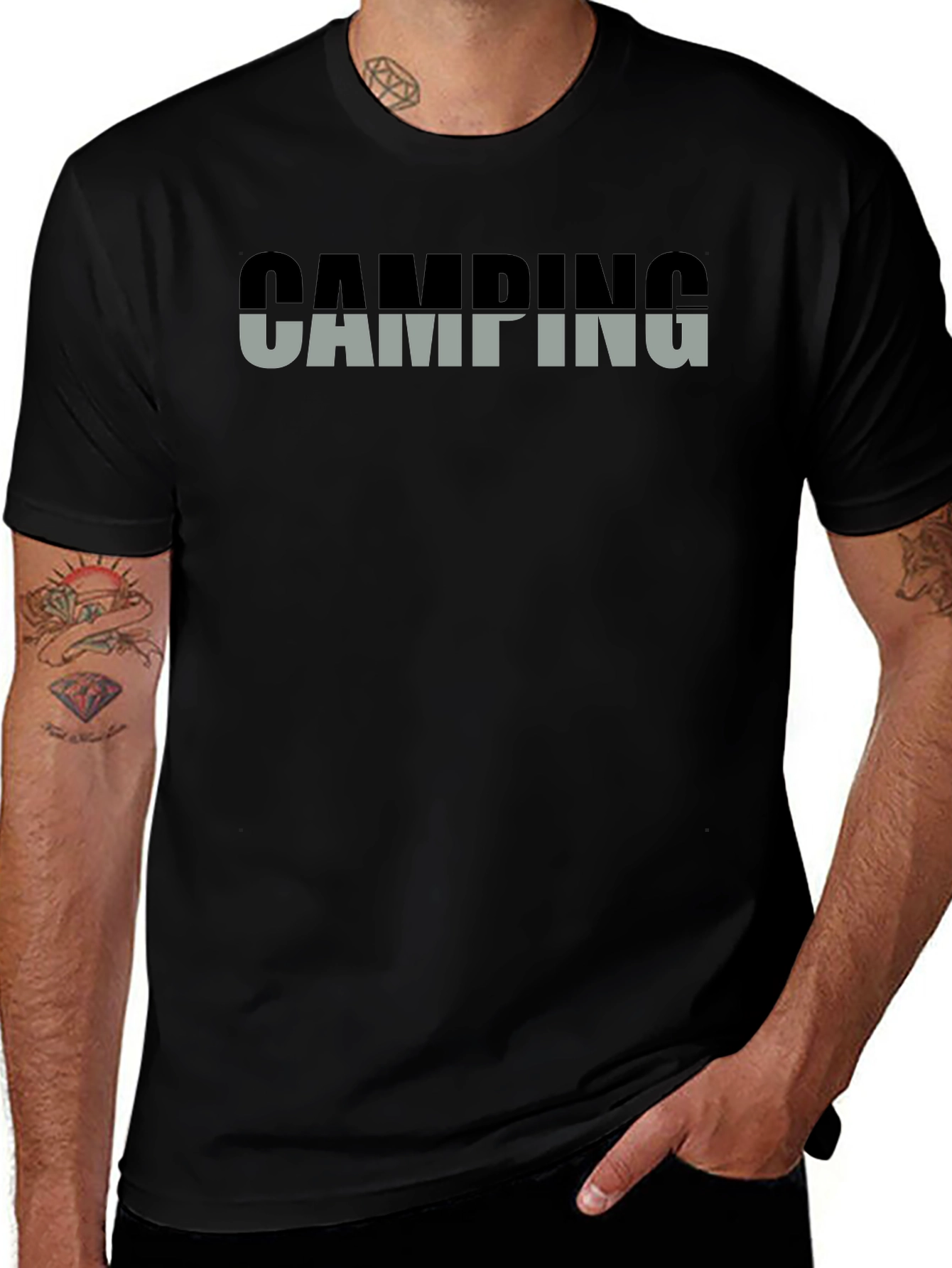 Camping Two-Tone Graphic T-Shirt