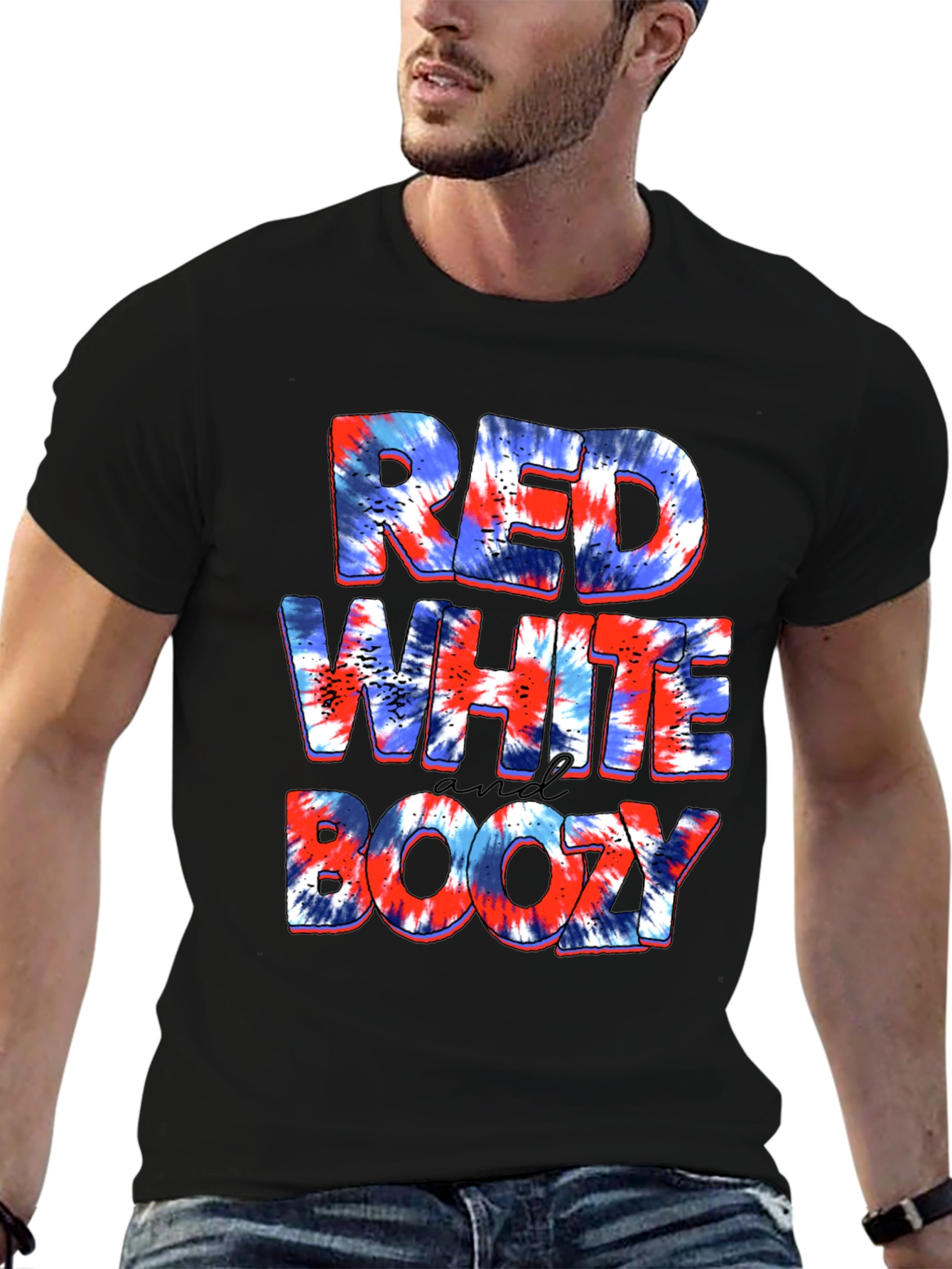 Red White and Boozy Tie Dye Graphic Tee