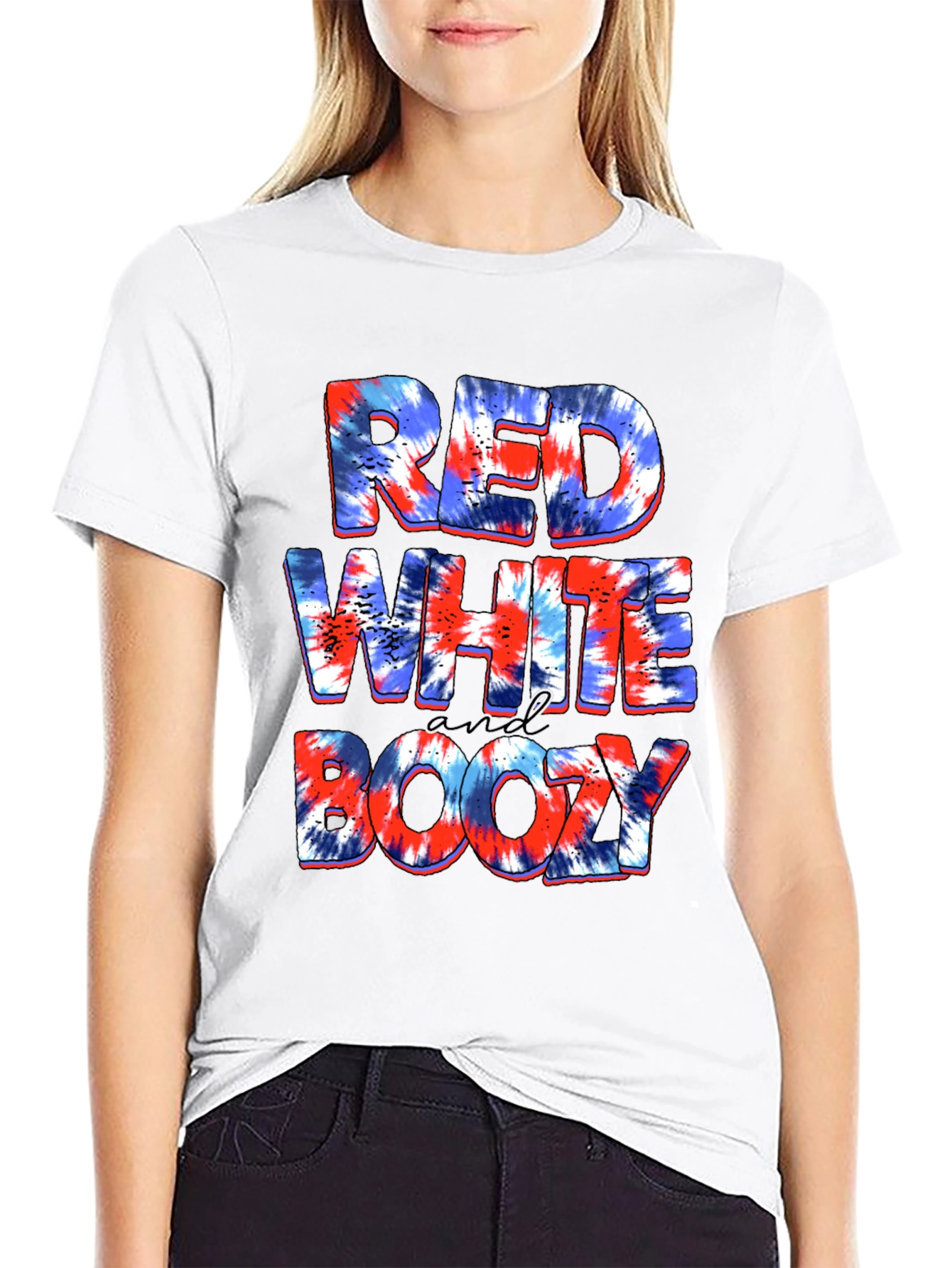 Red White and Boozy Tie Dye Graphic Tee