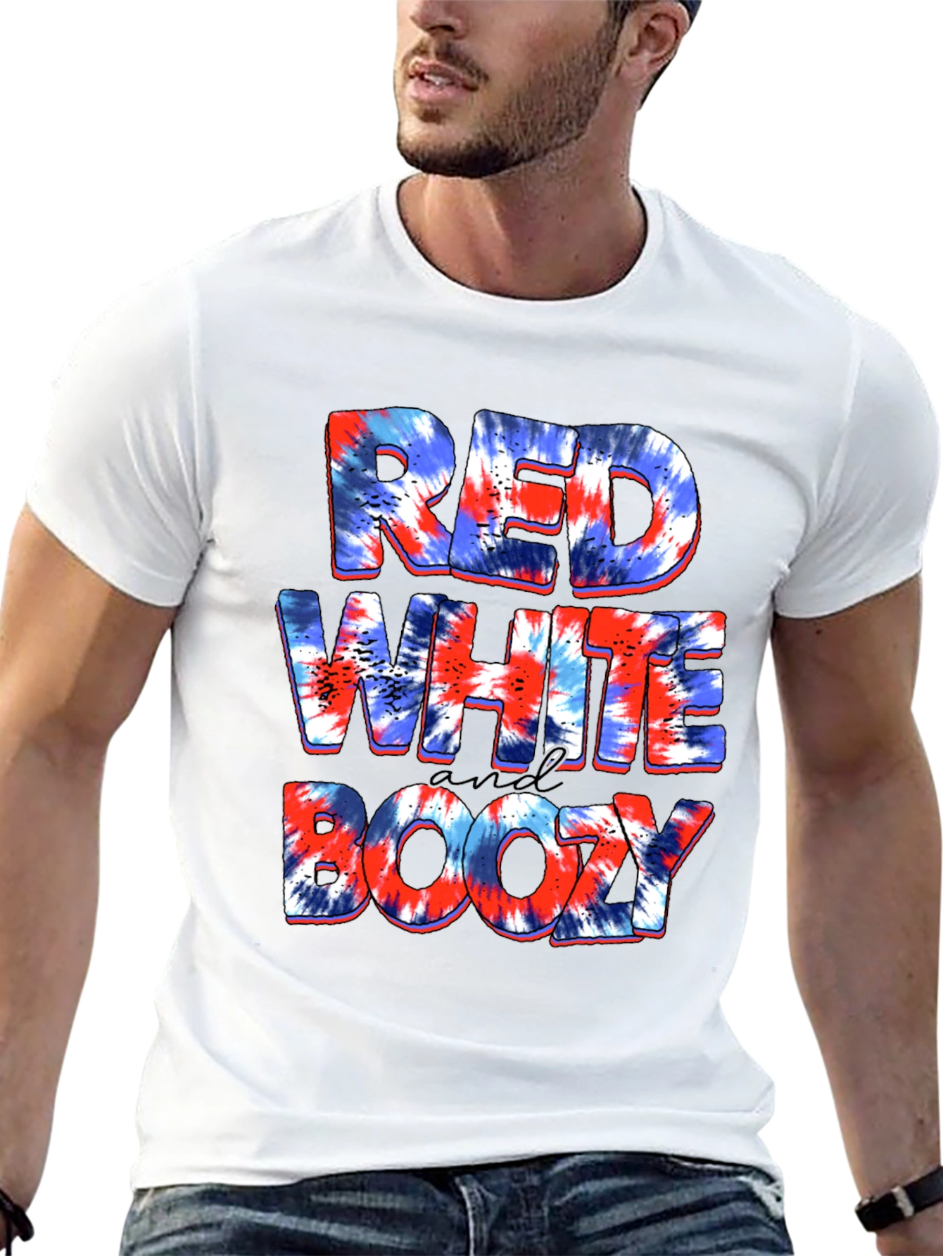 Red White and Boozy Tie Dye Graphic Tee