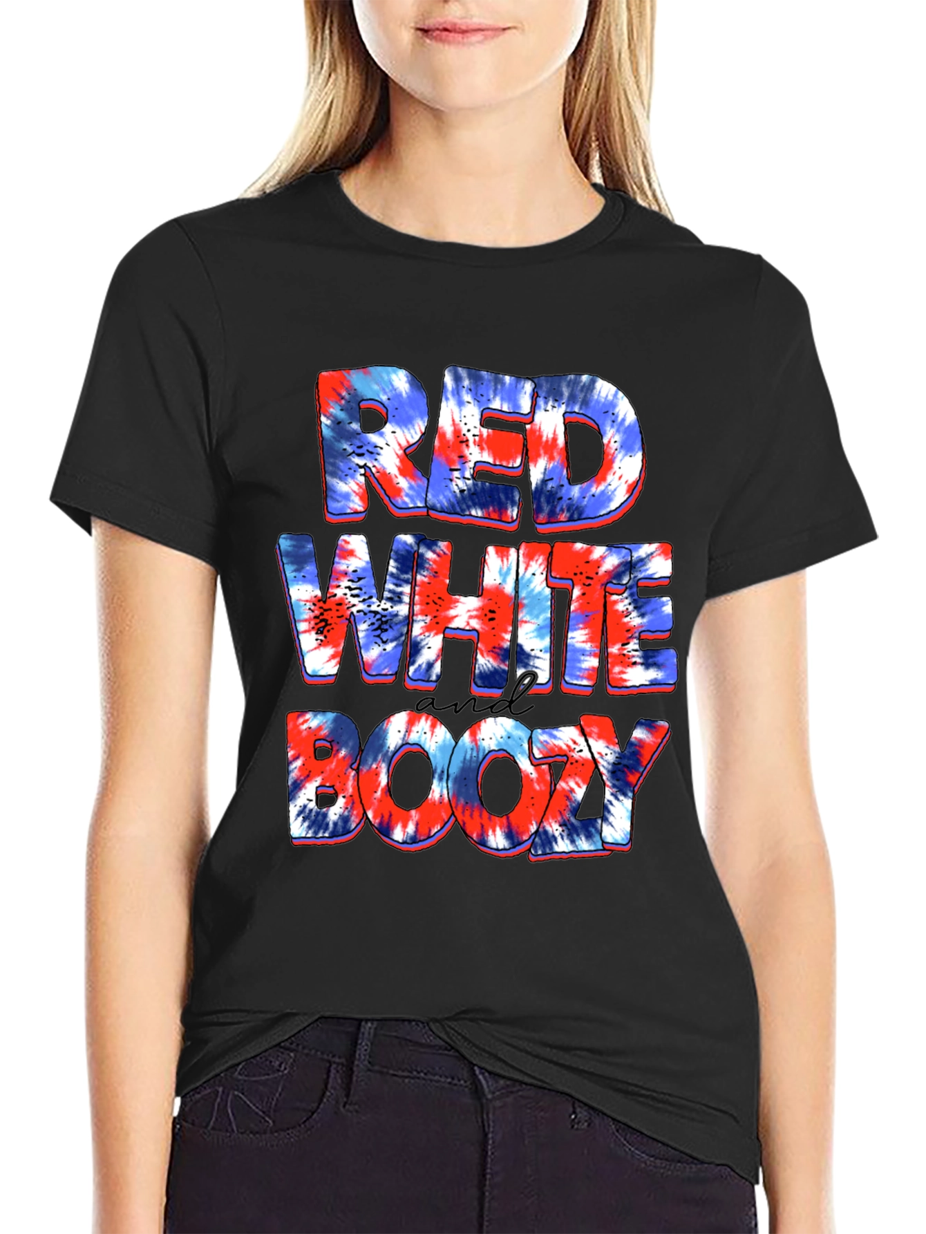 Red White and Boozy Tie Dye Graphic Tee