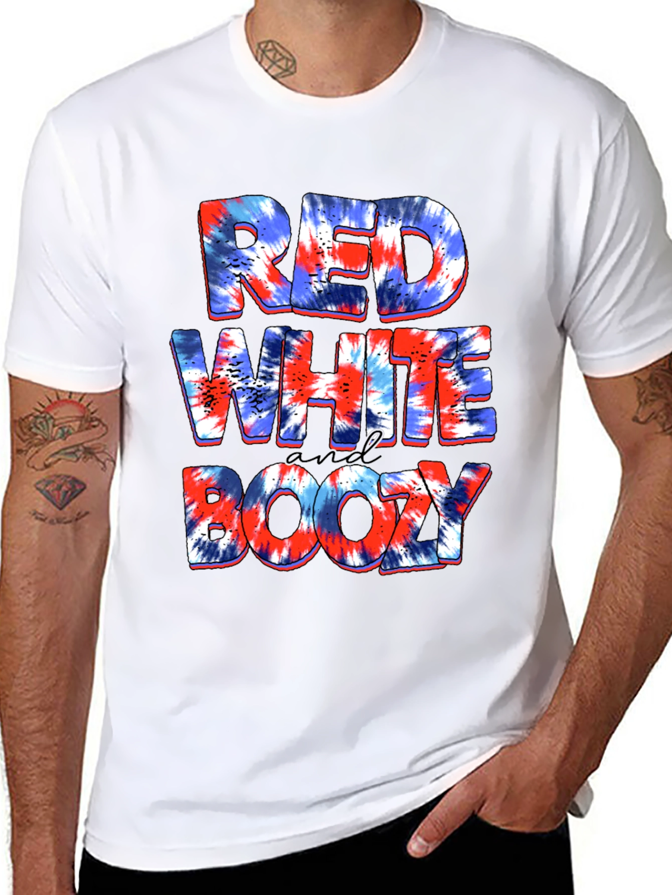 Red White and Boozy Tie Dye Graphic Tee