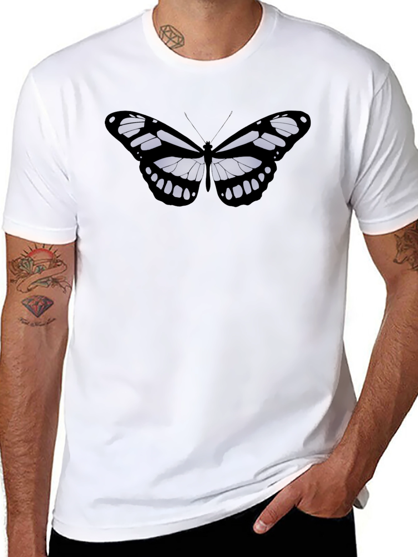 Butterfly Graphic T-Shirt - Mens Black Tee