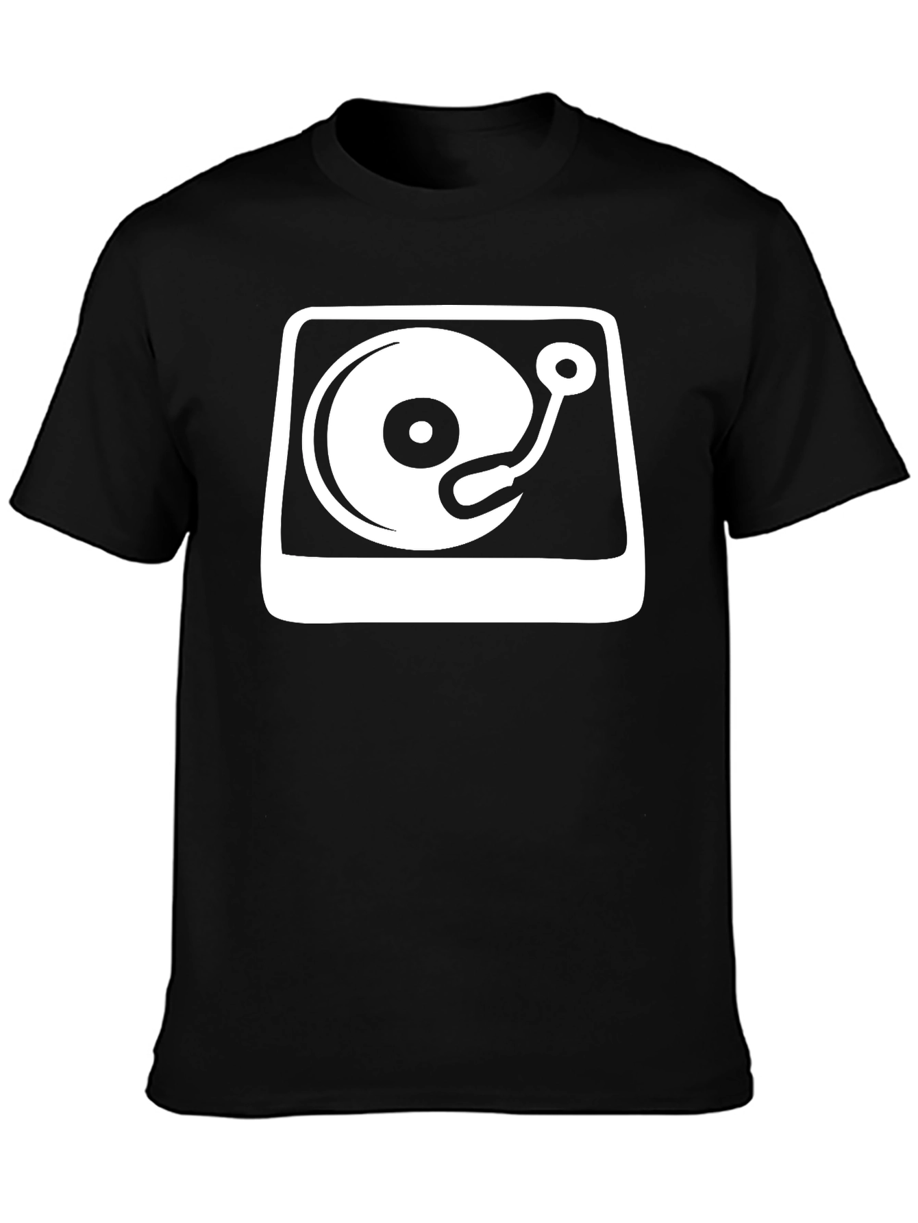 DJ Turntable Graphic Tee - Black Cotton Blend