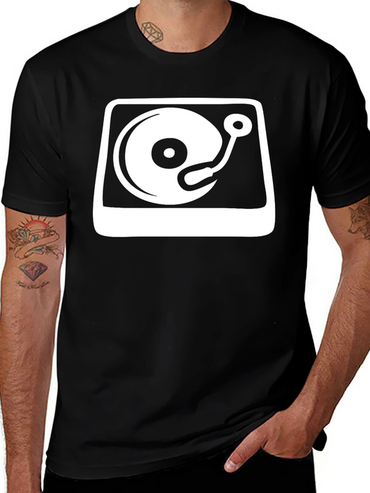 DJ Turntable Graphic Tee - Black Cotton Blend