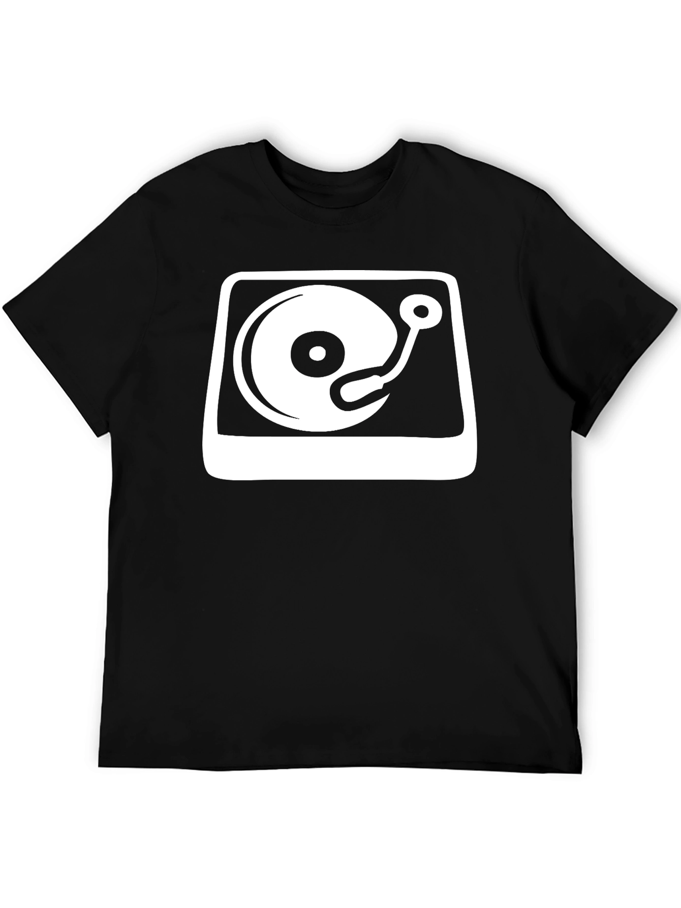 DJ Turntable Graphic Tee - Black Cotton Blend