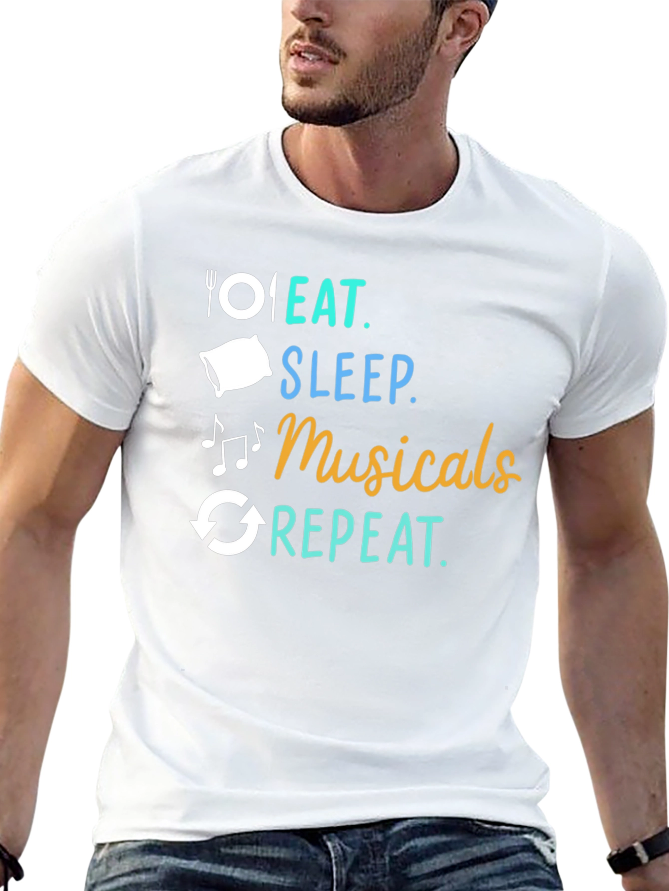 Eat Sleep Musicals Repeat Black T-Shirt