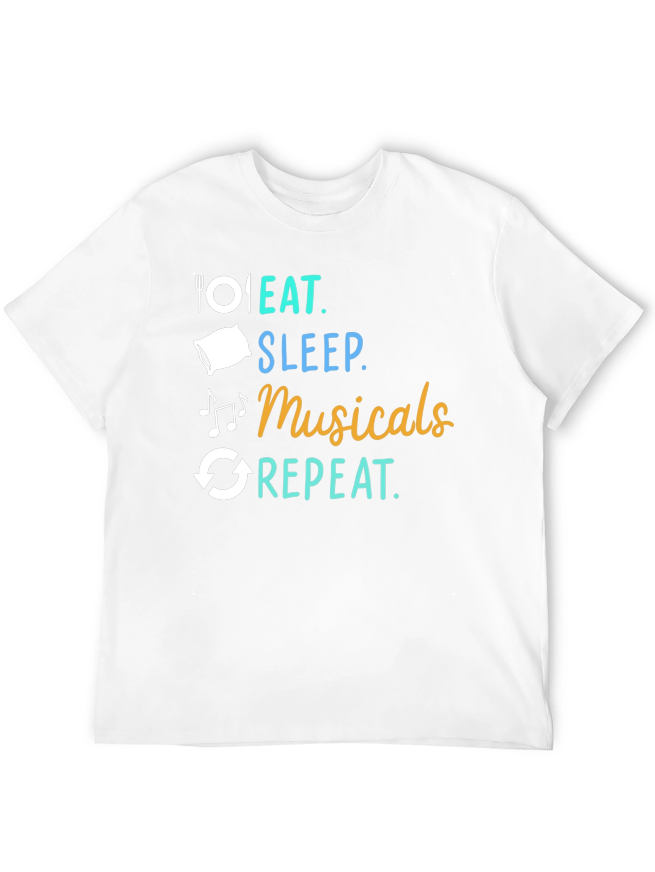 Eat Sleep Musicals Repeat Black T-Shirt