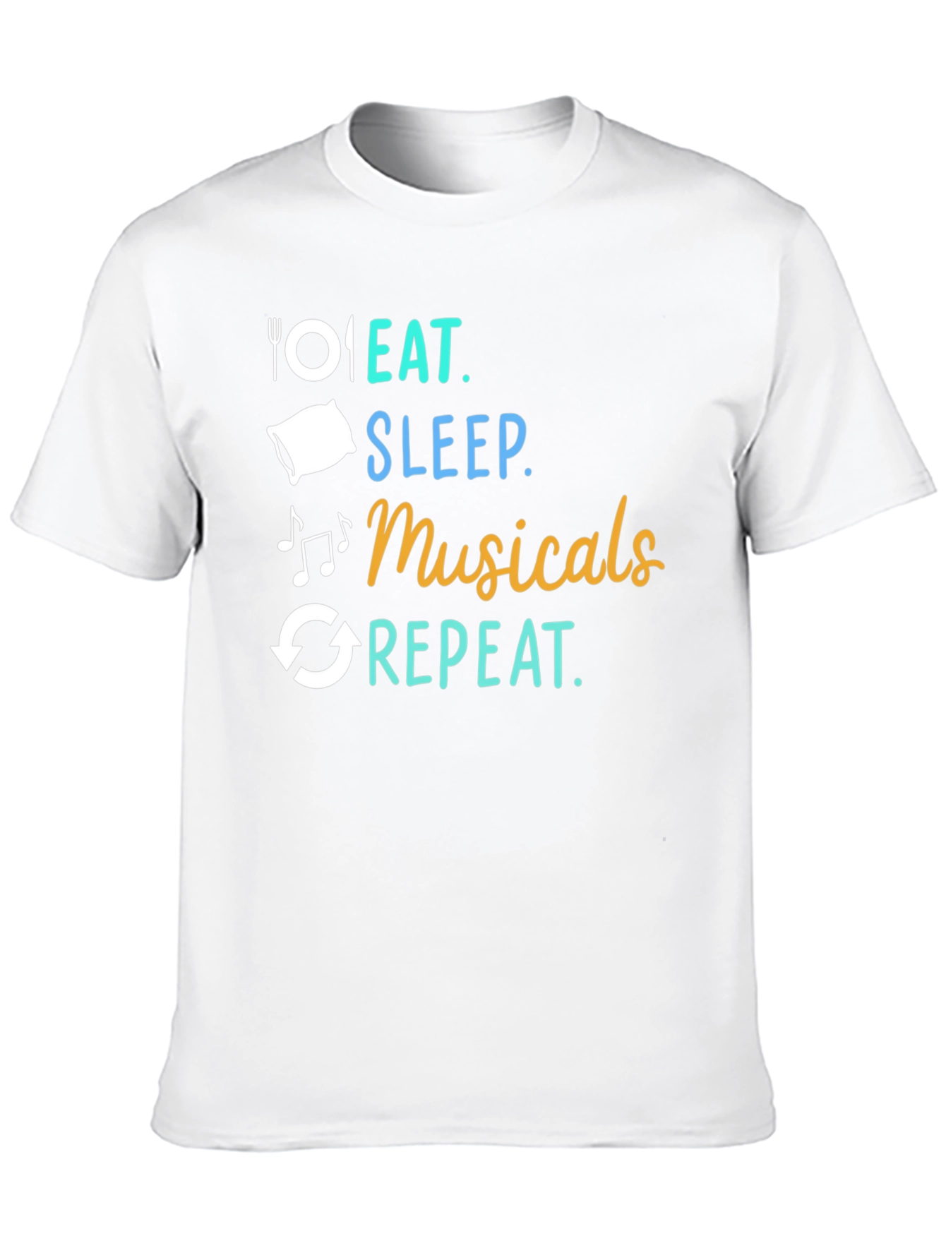 Eat Sleep Musicals Repeat Black T-Shirt