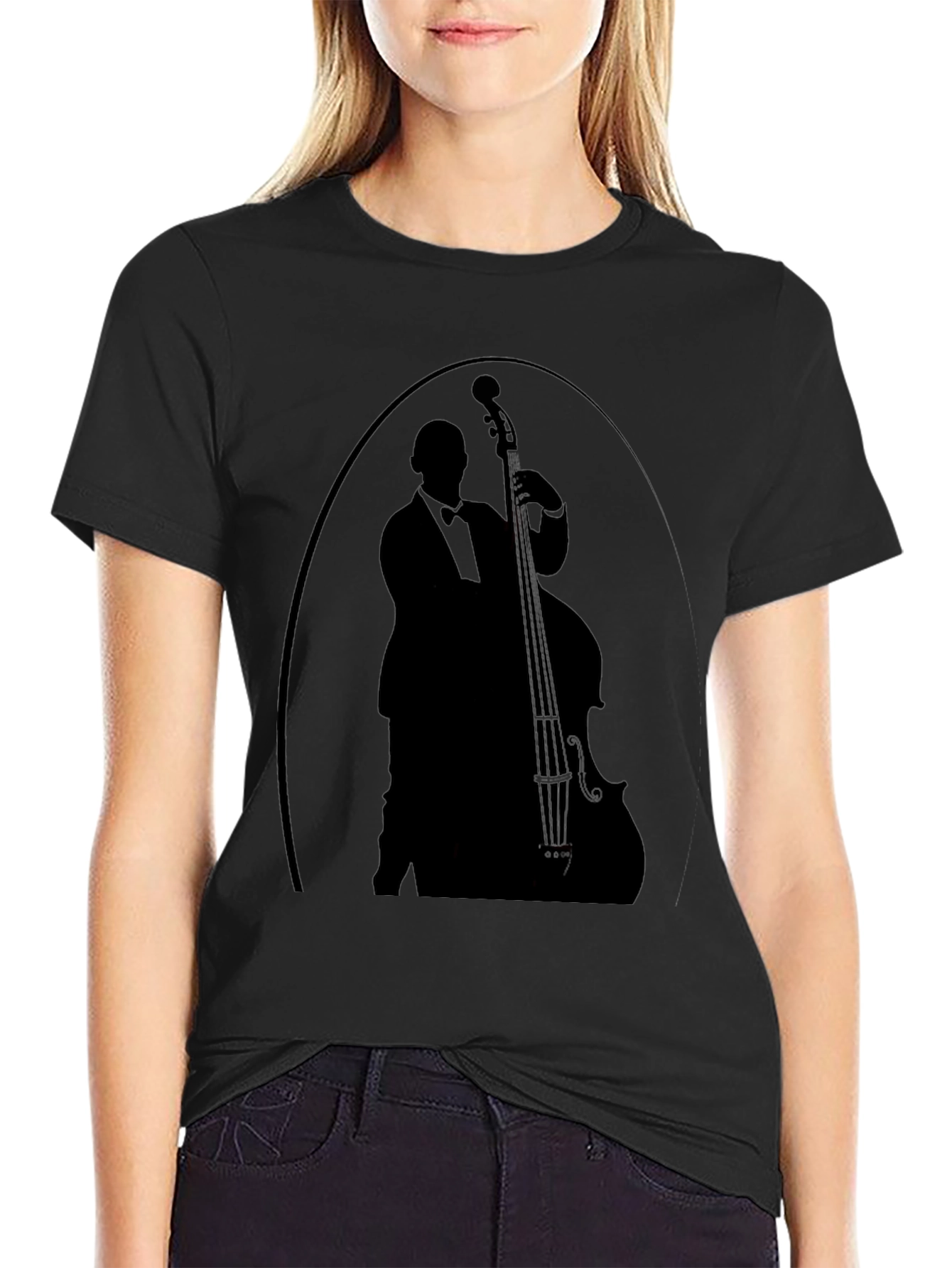 Jazz Musician Silhouette T-Shirt - Classic Black