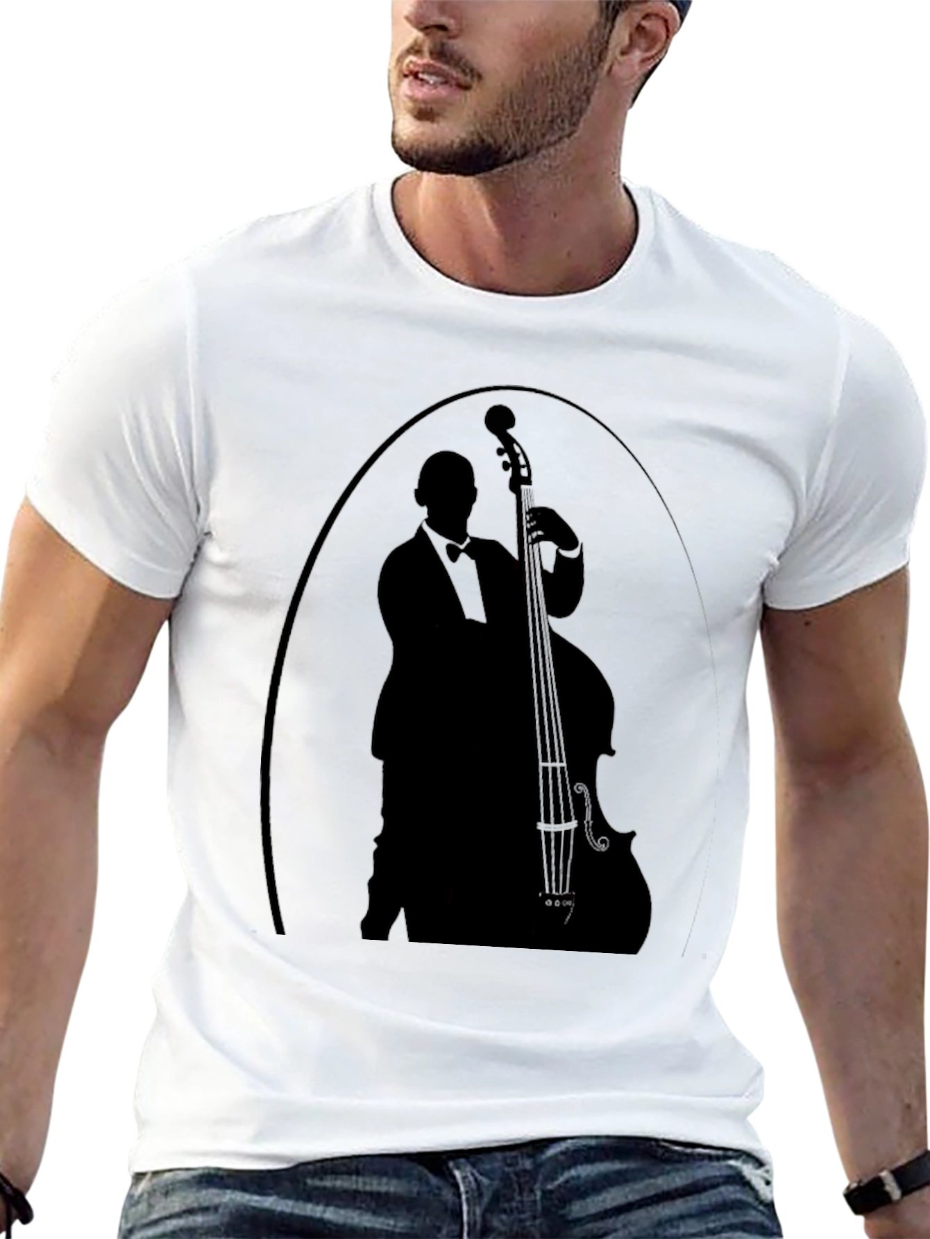 Jazz Musician Silhouette T-Shirt - Classic Black