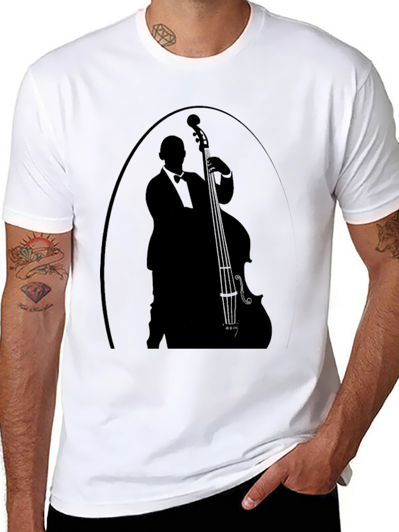 Jazz Musician Silhouette T-Shirt - Classic Black