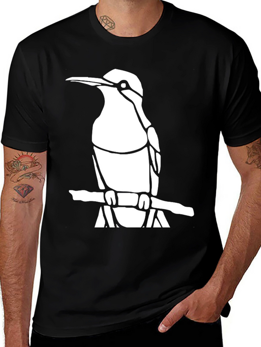 Cool Bird Graphic Tee - Black Cotton Shirt
