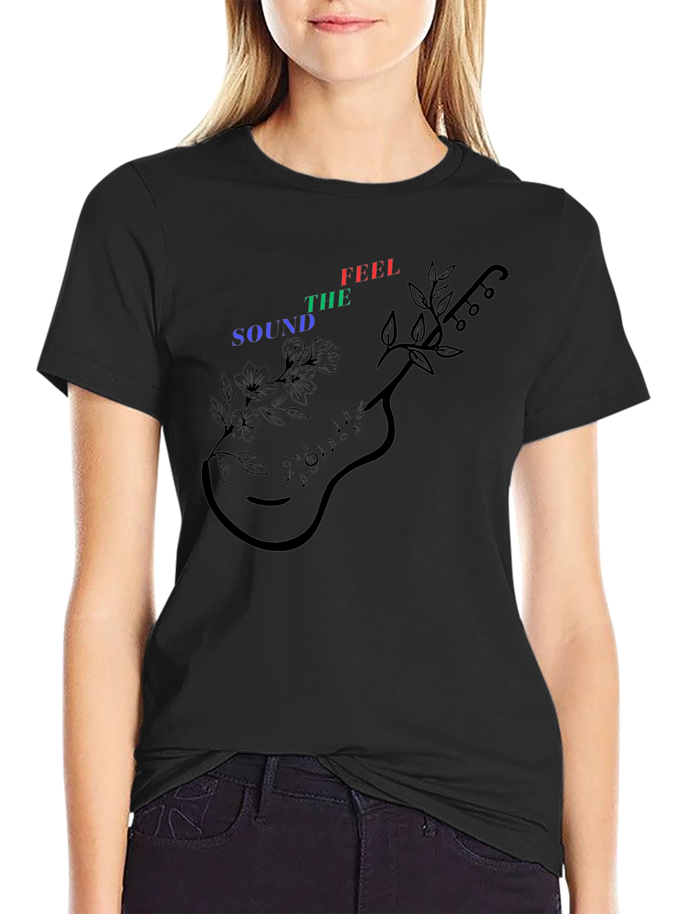 Sound The Feel Guitar Graphic Tee - Black