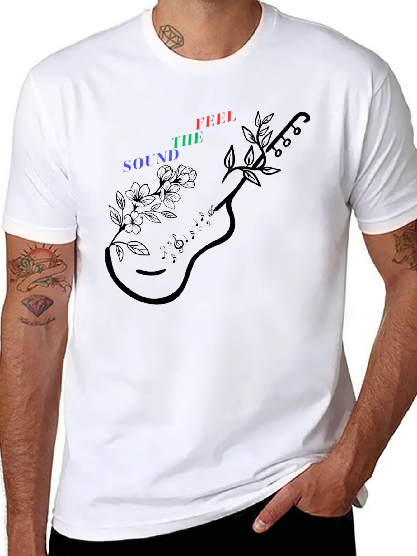 Sound The Feel Guitar Graphic Tee - Black