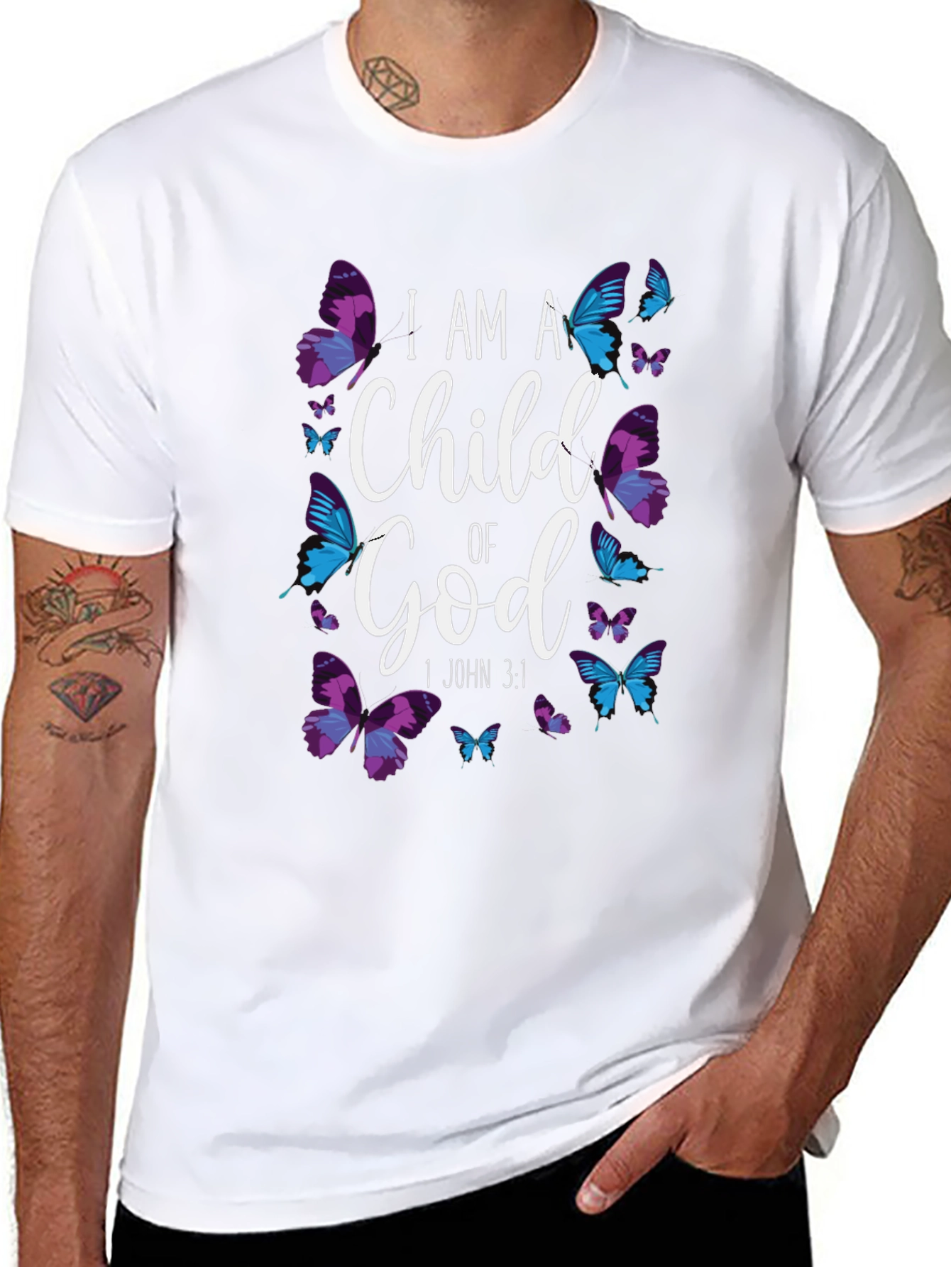 I Am A Child of God Butterfly T-Shirt