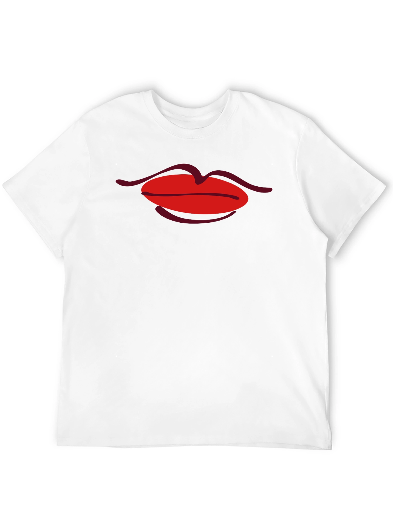 Red Lips Graphic Black T-Shirt