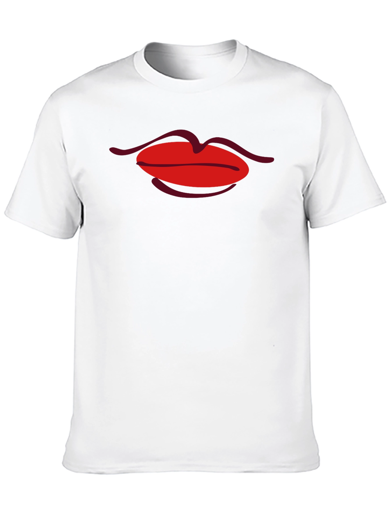 Red Lips Graphic Black T-Shirt
