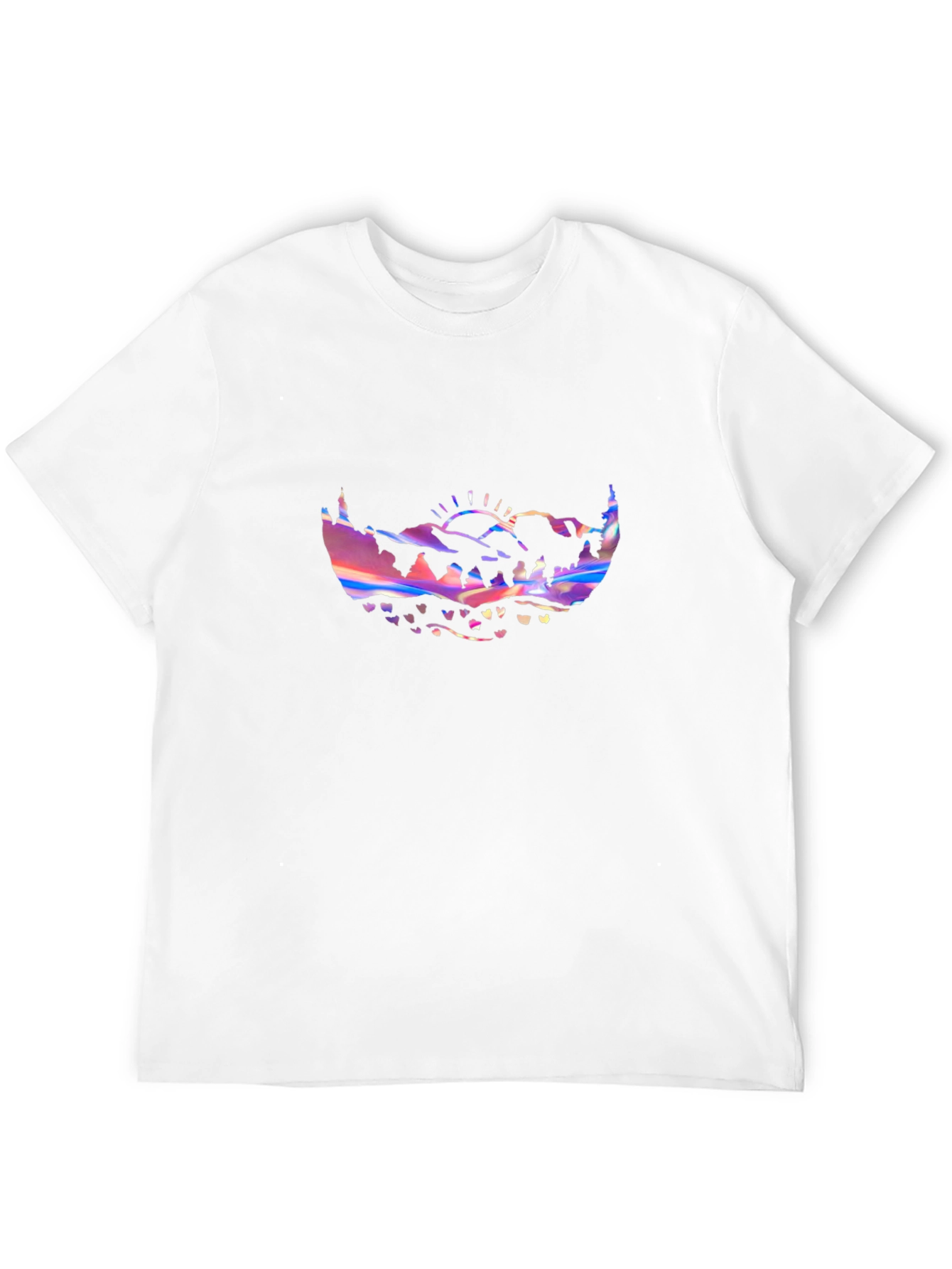 Holographic Mountainscape Mens Black T-Shirt