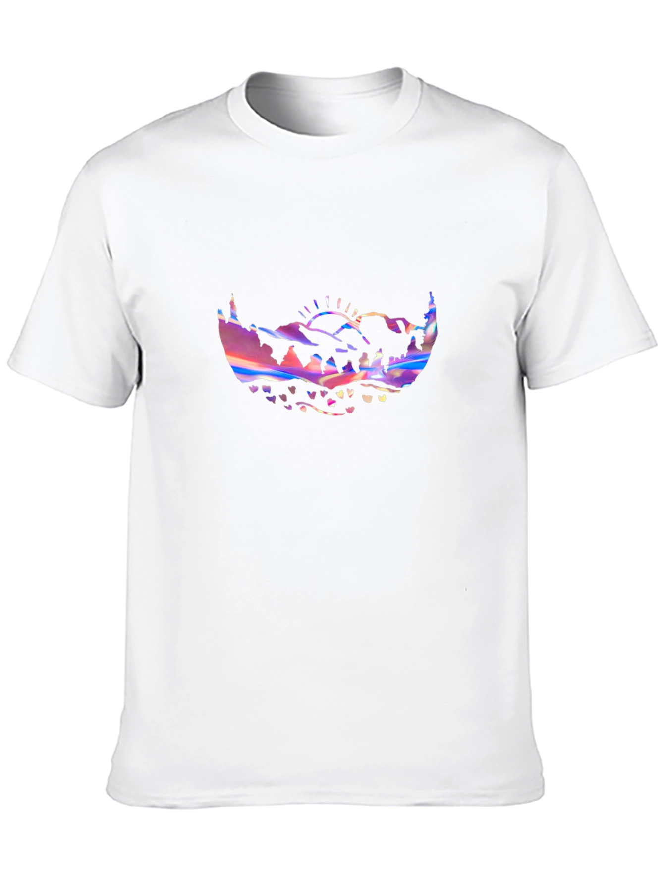Holographic Mountainscape Mens Black T-Shirt