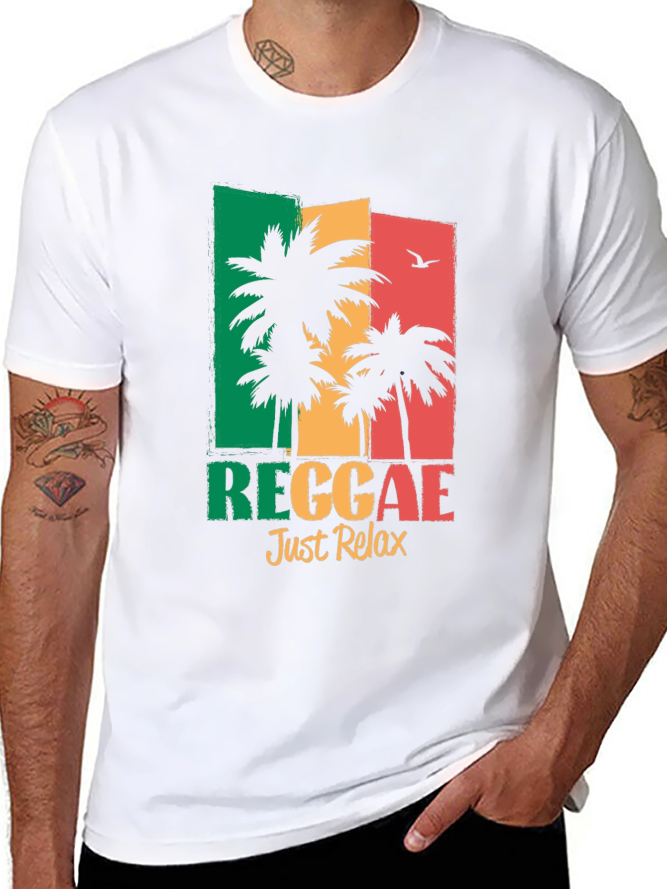 Reggae Just Relax T-Shirt - Tropical Palm Tree Design