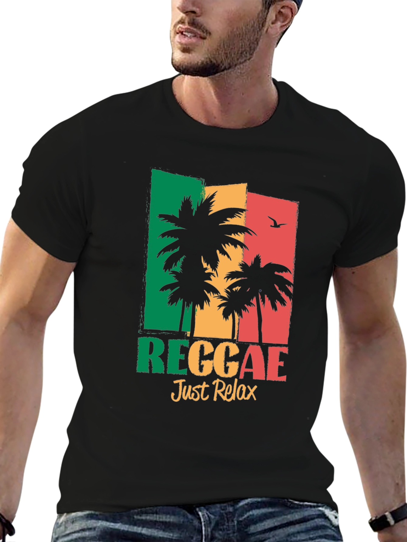 Reggae Just Relax T-Shirt - Tropical Palm Tree Design