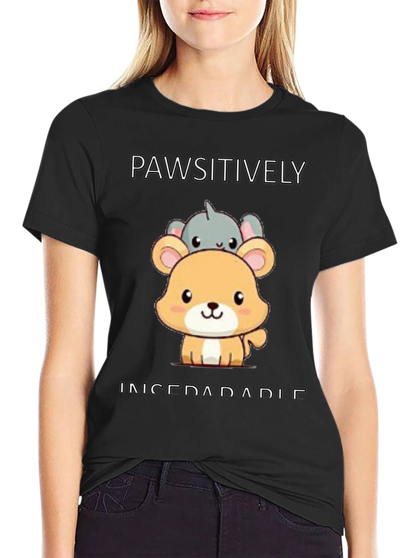 Pawsitively Inseperable Animal Graphic T-Shirt