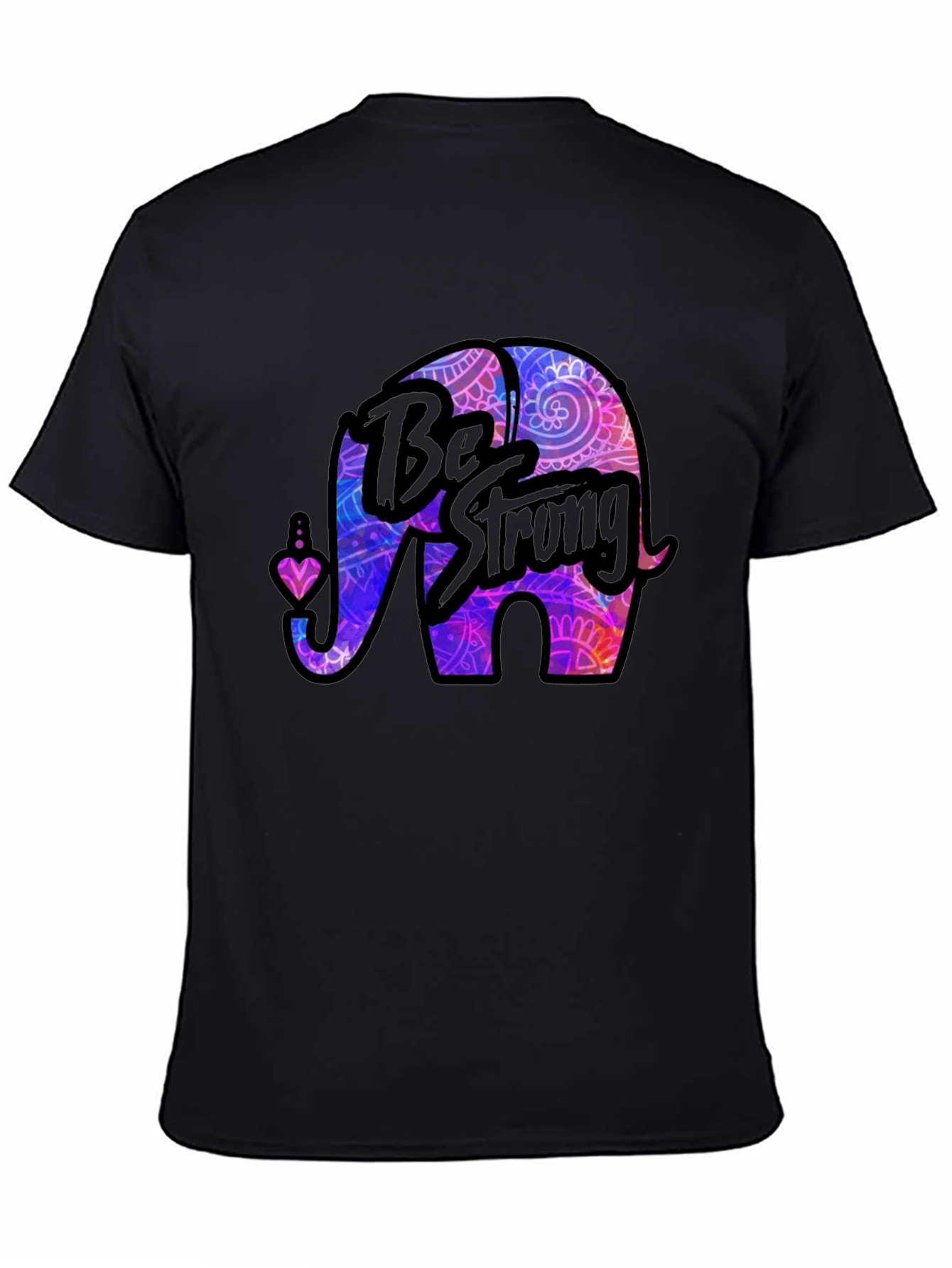 Be Strong Elephant Graphic T-Shirt - Black