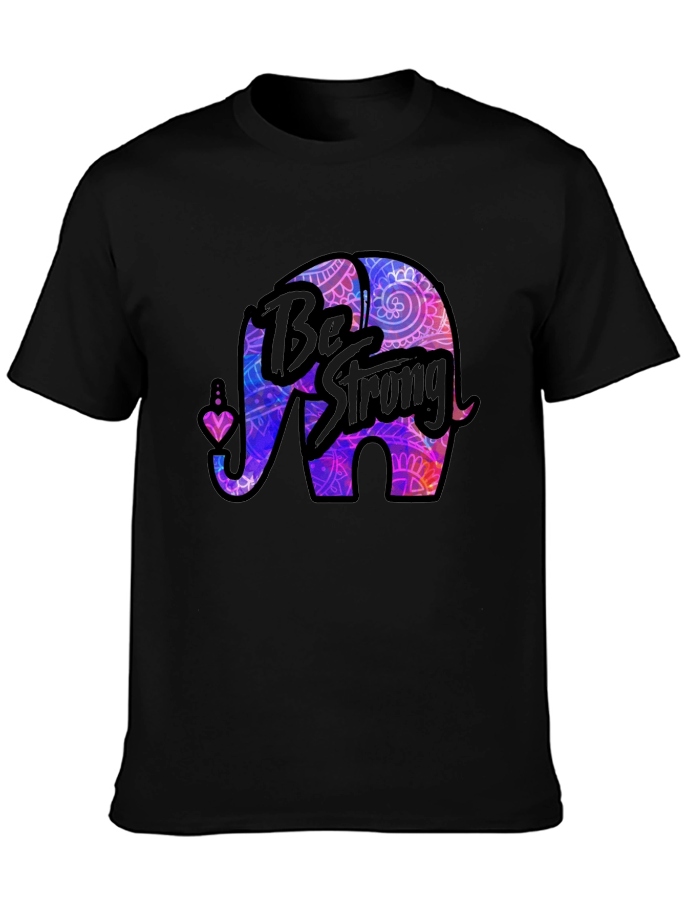 Be Strong Elephant Graphic T-Shirt - Black