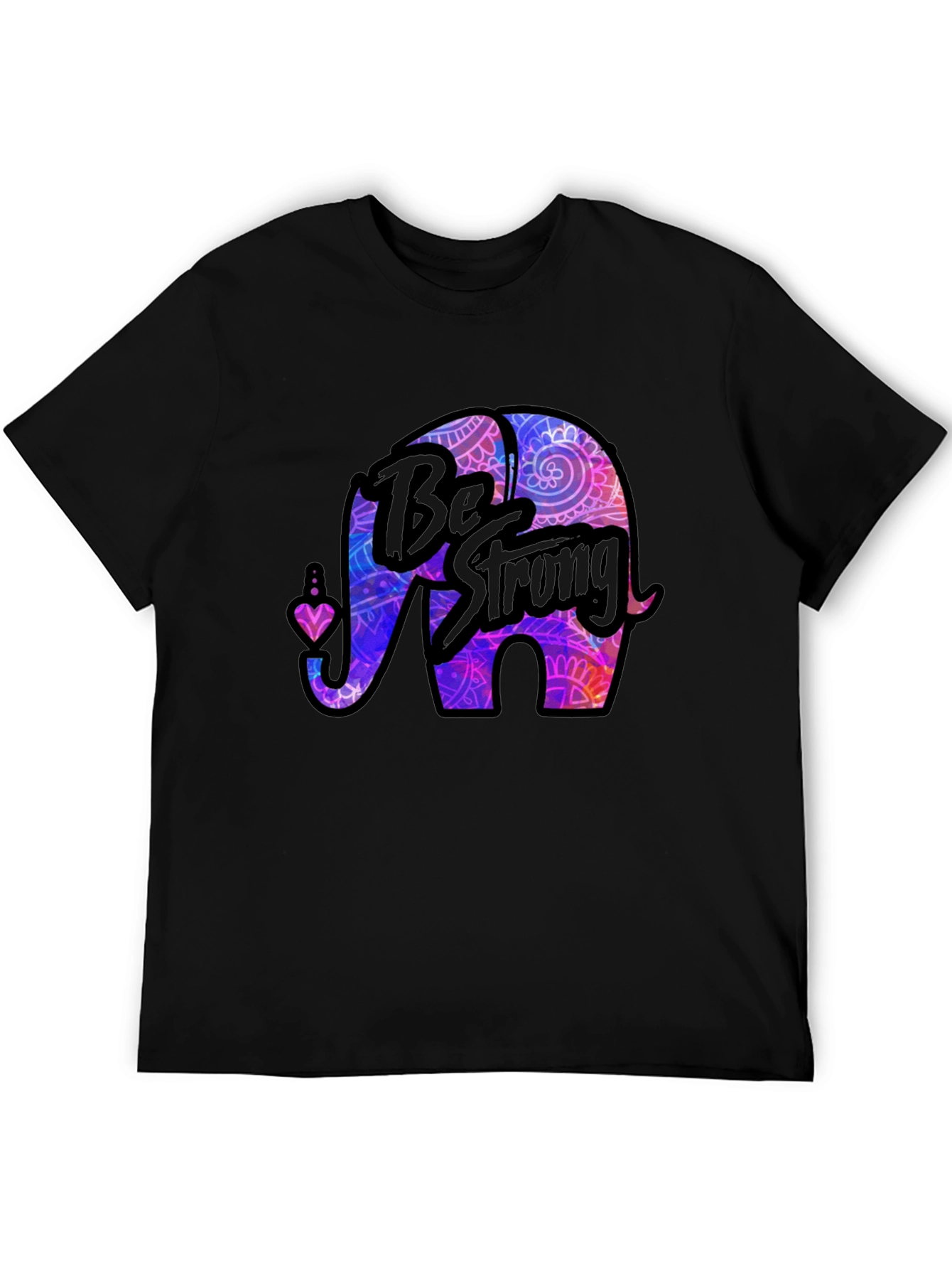 Be Strong Elephant Graphic T-Shirt - Black