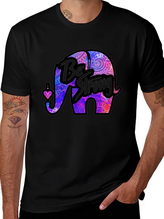 Be Strong Elephant Graphic T-Shirt - Black